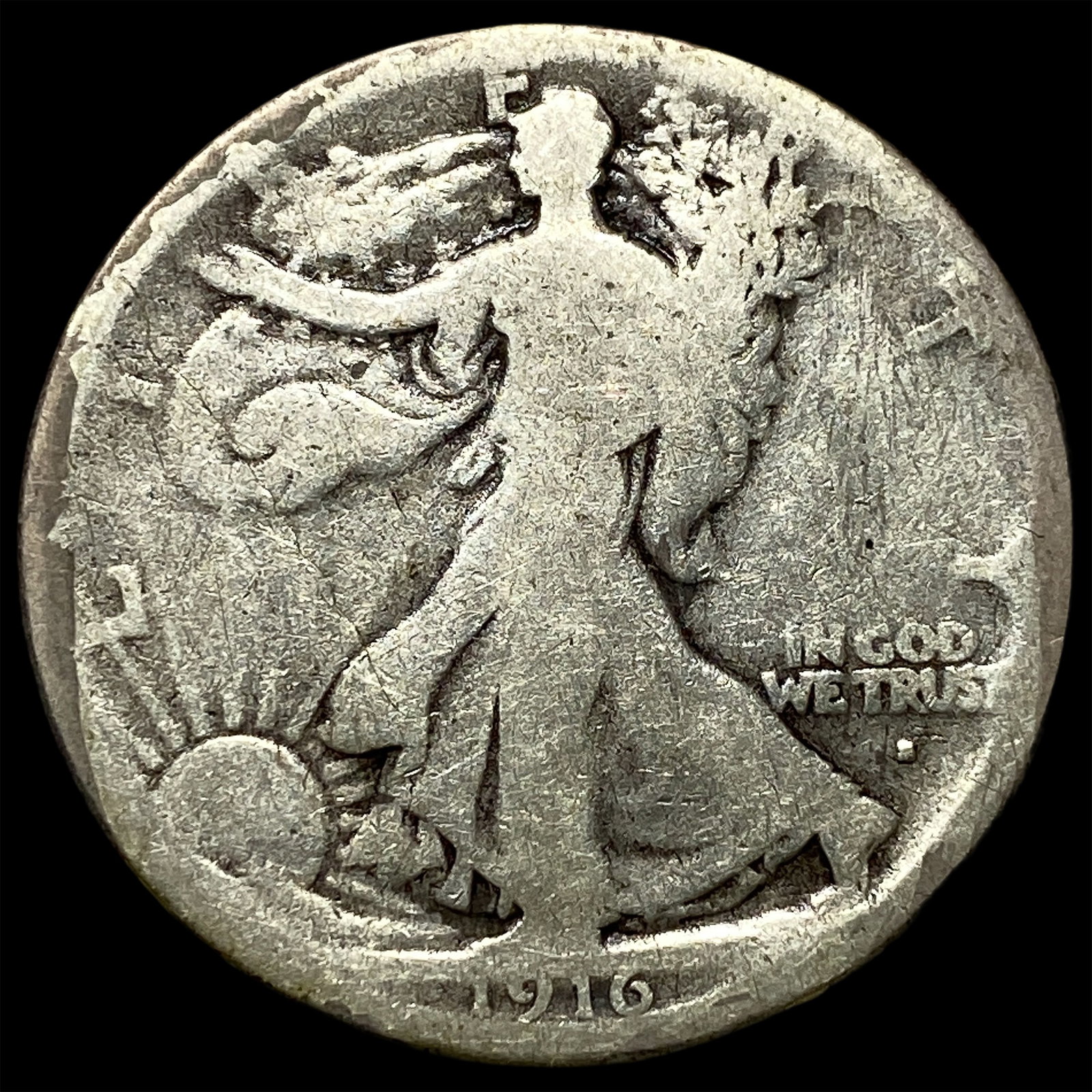 1916 Walking Liberty Half Dollar NICELY CIRCULATED: 1916 Walking Liberty Half Dollar NICELY CIRCULATED