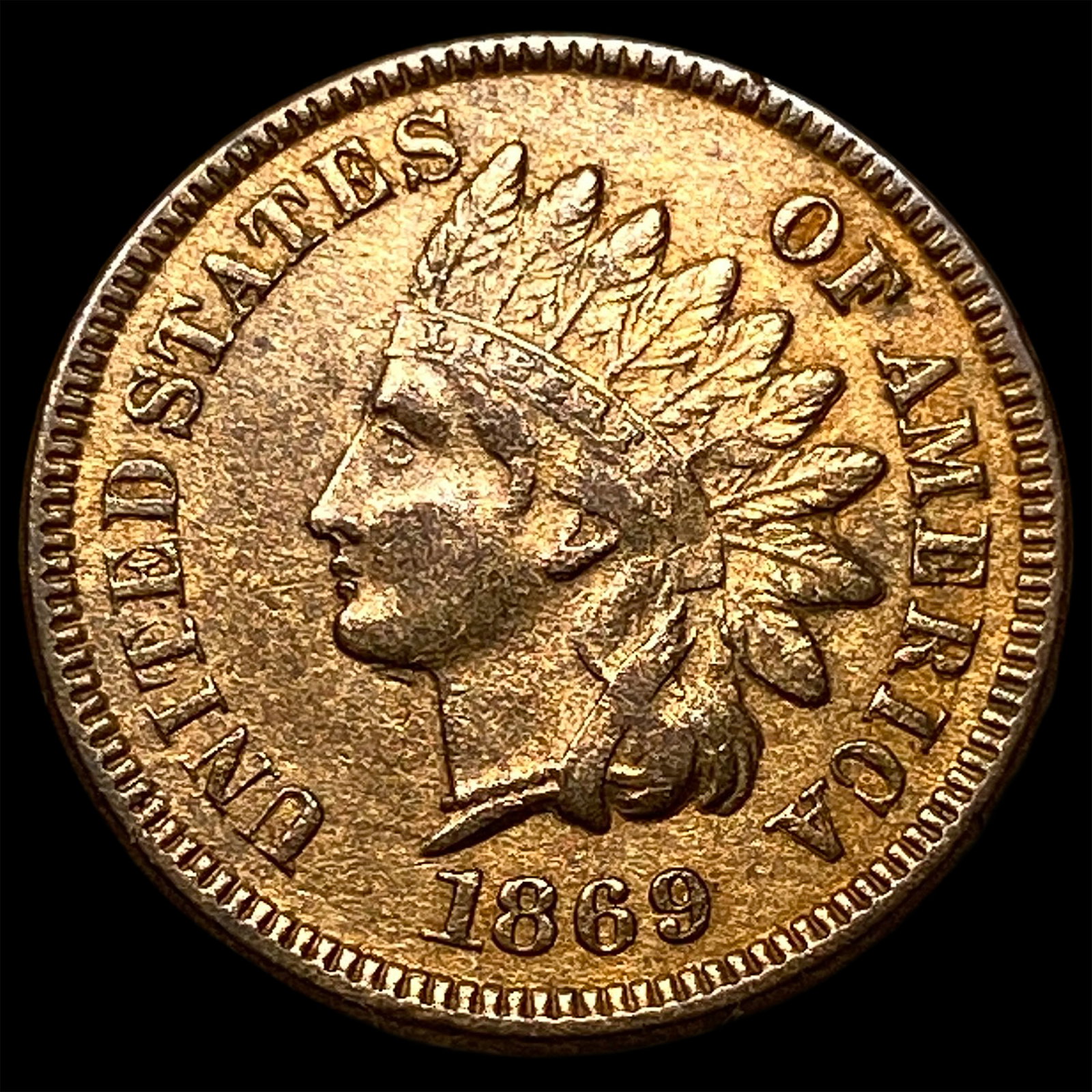 1869 RD Indian Head Cent CHOICE AU: 1869 RD Indian Head Cent CHOICE AU