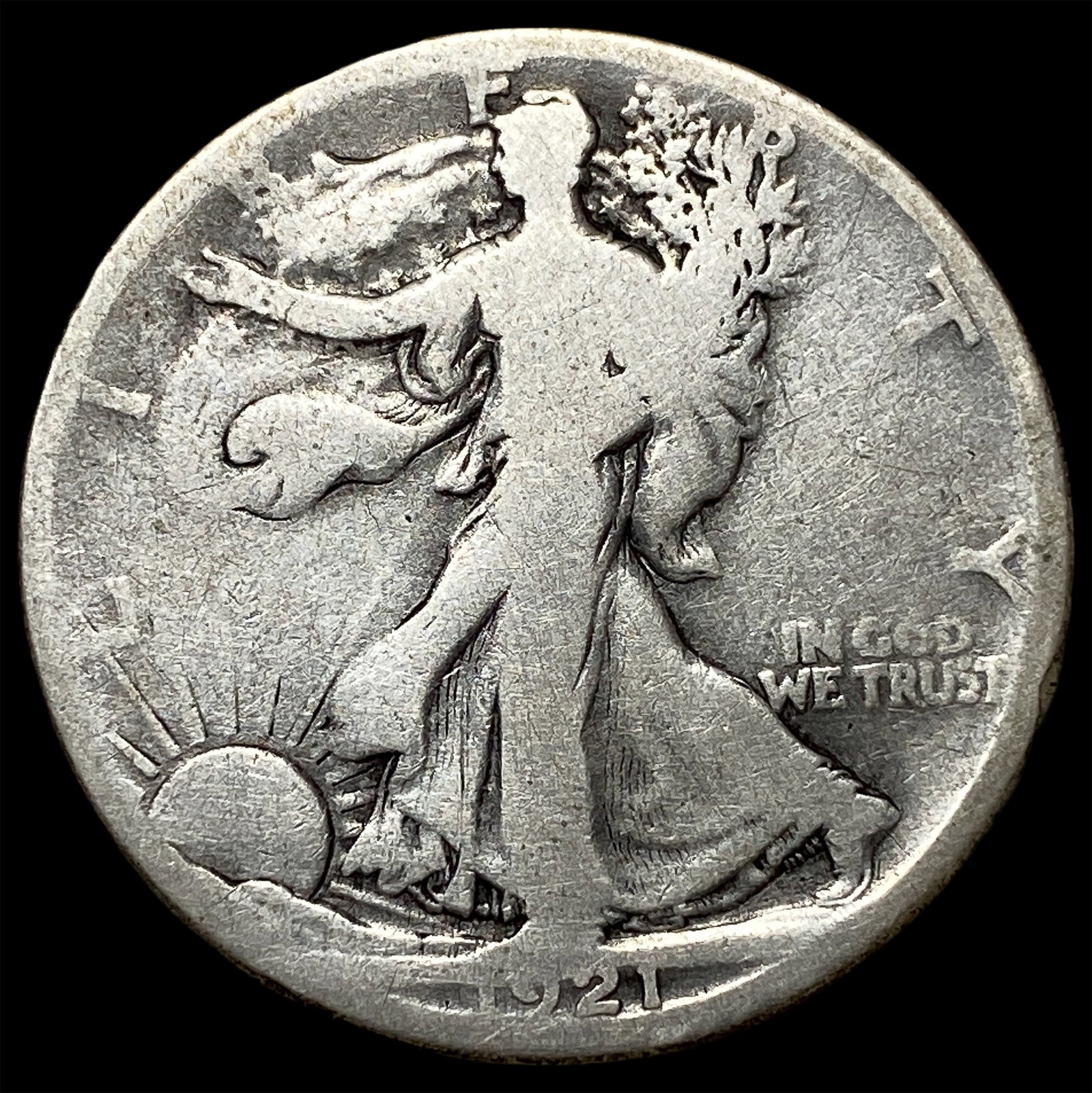 1921-D Silver Walking Liberty Half Dollar NICELY CIRCULATED: 1921-D Silver Walking Liberty Half Dollar NICELY CIRCULATED