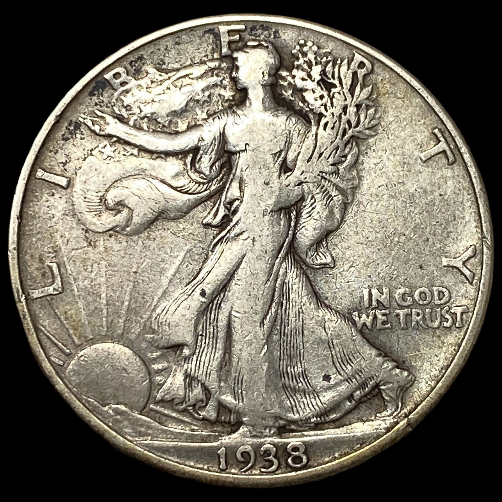 1938-D Silver Walking Liberty Half Dollar NEARLY UNCIRCULATED: 1938-D Silver Walking Liberty Half Dollar NEARLY UNCIRCULATED