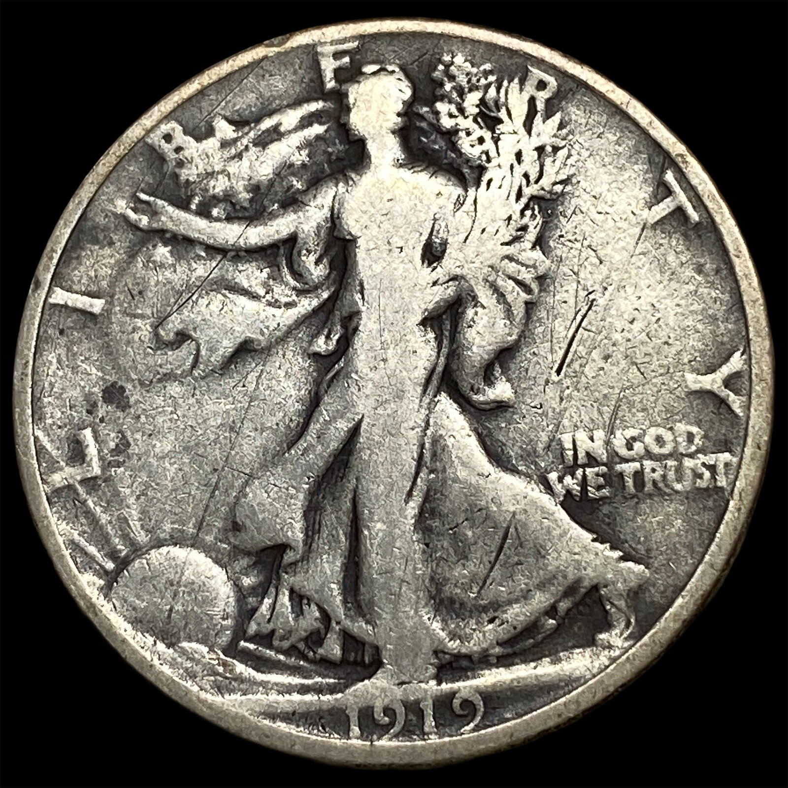 1919 Walking Liberty Half Dollar LIGHTLY CIRCULATED: 1919 Walking Liberty Half Dollar LIGHTLY CIRCULATED