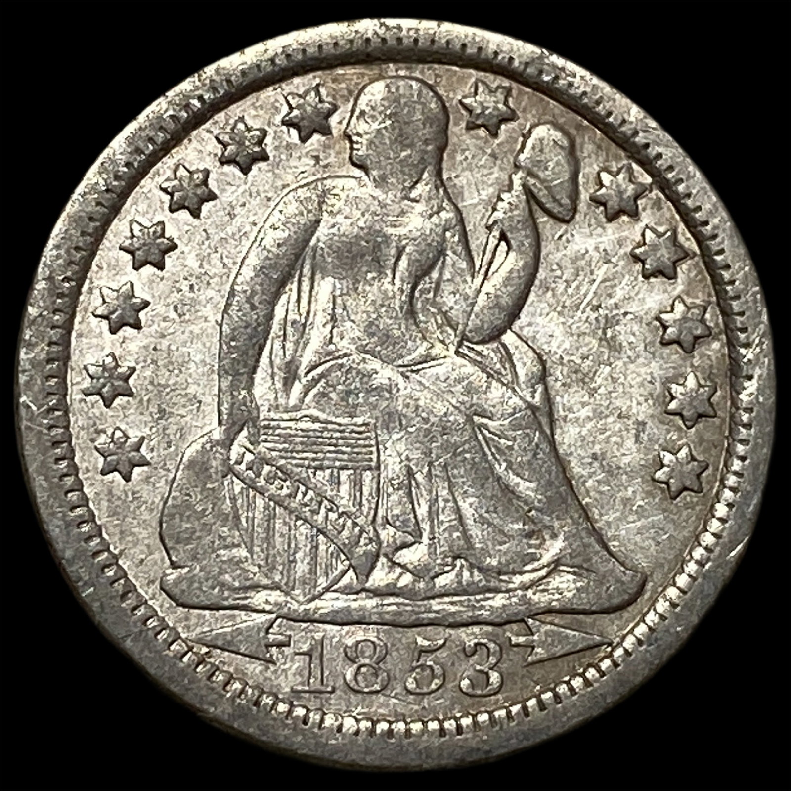 1853-O Seated Liberty Dime (Arrows) LIGHTLY CIRCULATED: 1853-O Seated Liberty Dime (Arrows) LIGHTLY CIRCULATED