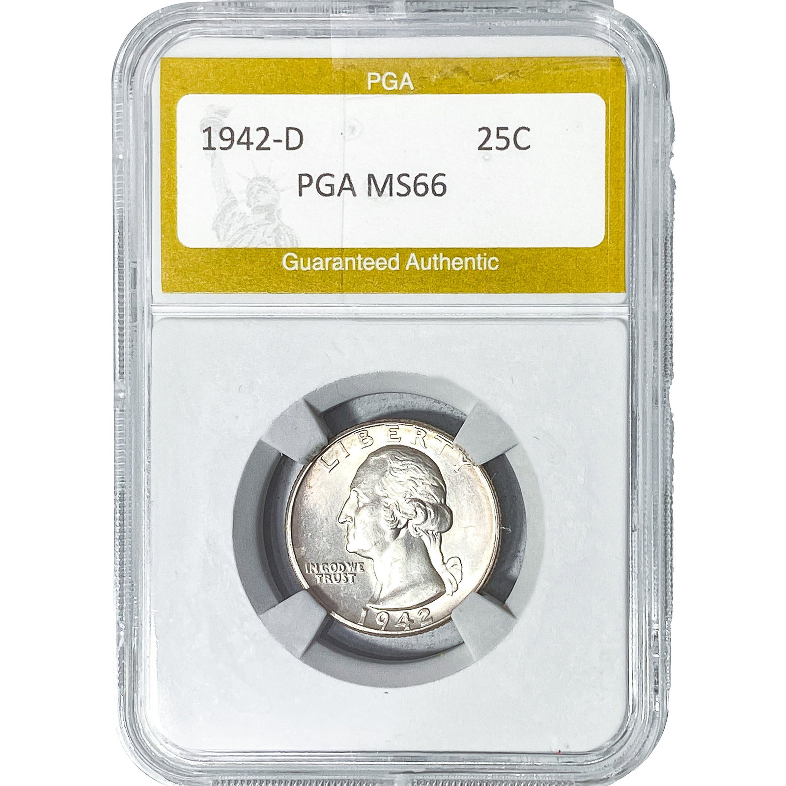1942-D Washington Silver Quarter PGA MS66: 1942-D Washington Silver Quarter PGA MS66
