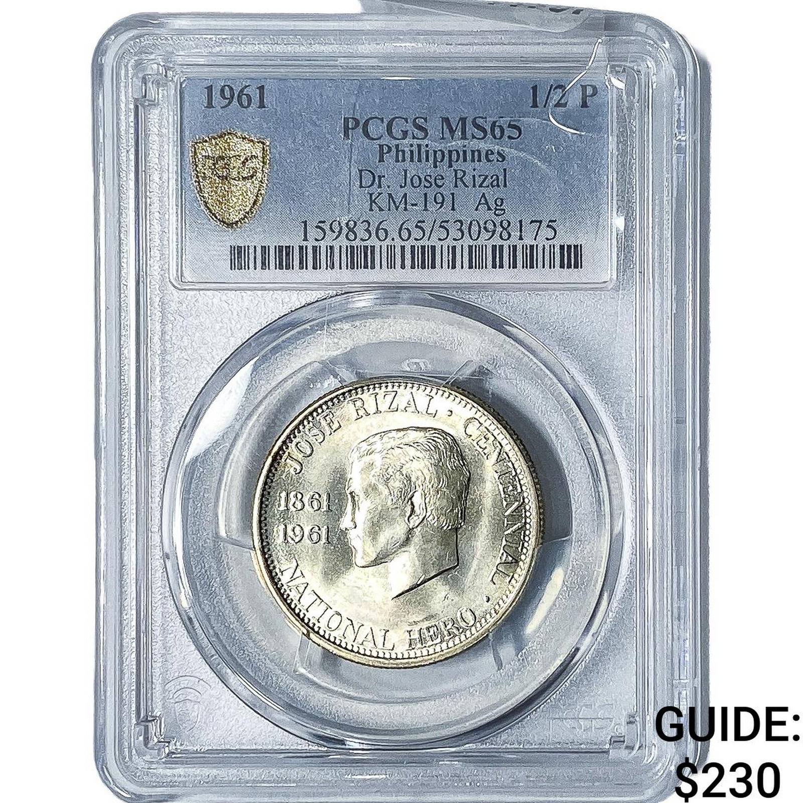 1961 Philippines Silver 1/2 Peso NGC MS65: 1961 Philippines Silver 1/2 Peso NGC MS65