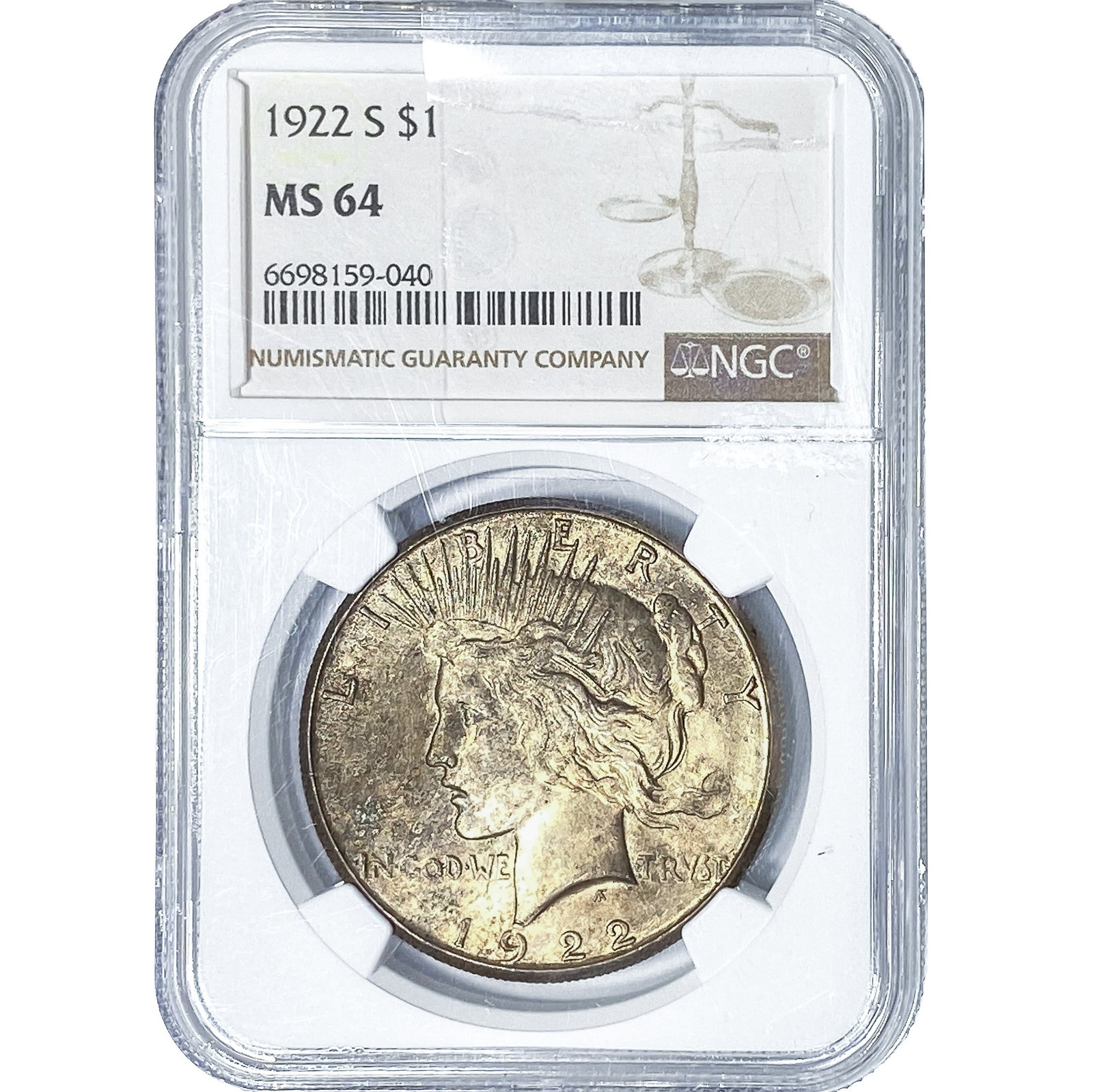 1922 Silver Peace Dollar NGC MS64: 1922 Silver Peace Dollar NGC MS64