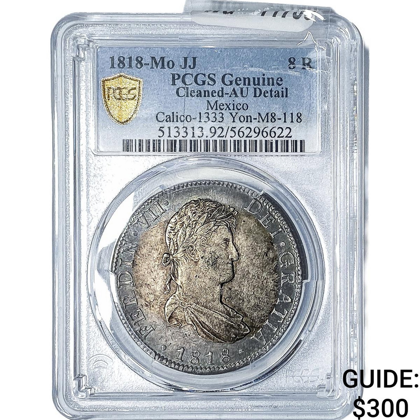 1818 Colonial Spain Silver 8 Reales Toned! NGC AU Details: 1818 Colonial Spain Silver 8 Reales Toned! NGC AU Details