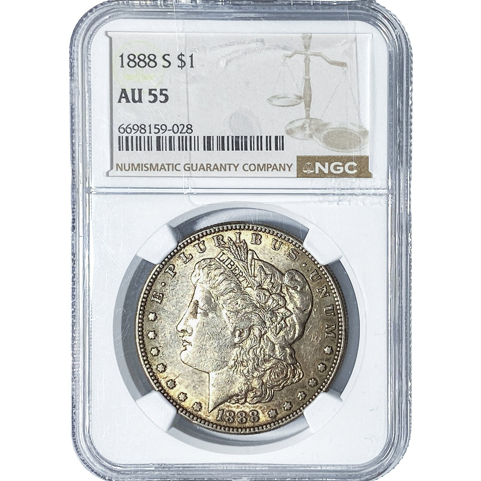 1888-S Morgan Silver Dollar NGC AU55: 1888-S Morgan Silver Dollar NGC AU55