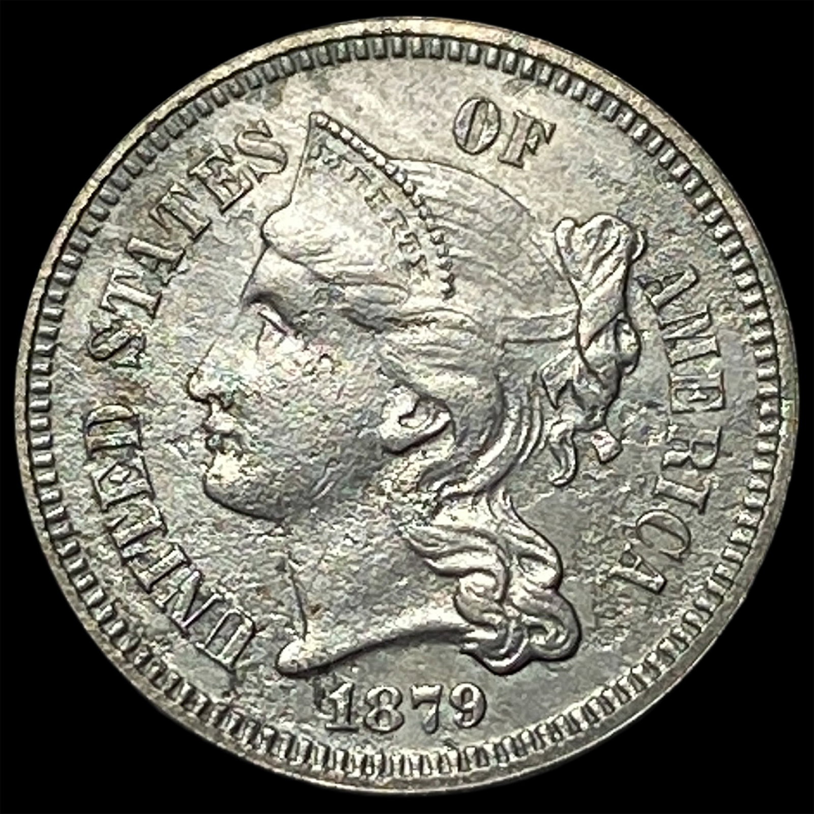 1879 Nickel Three-Cent Piece CLOSELY UNCIRCULATED (1 of 2)