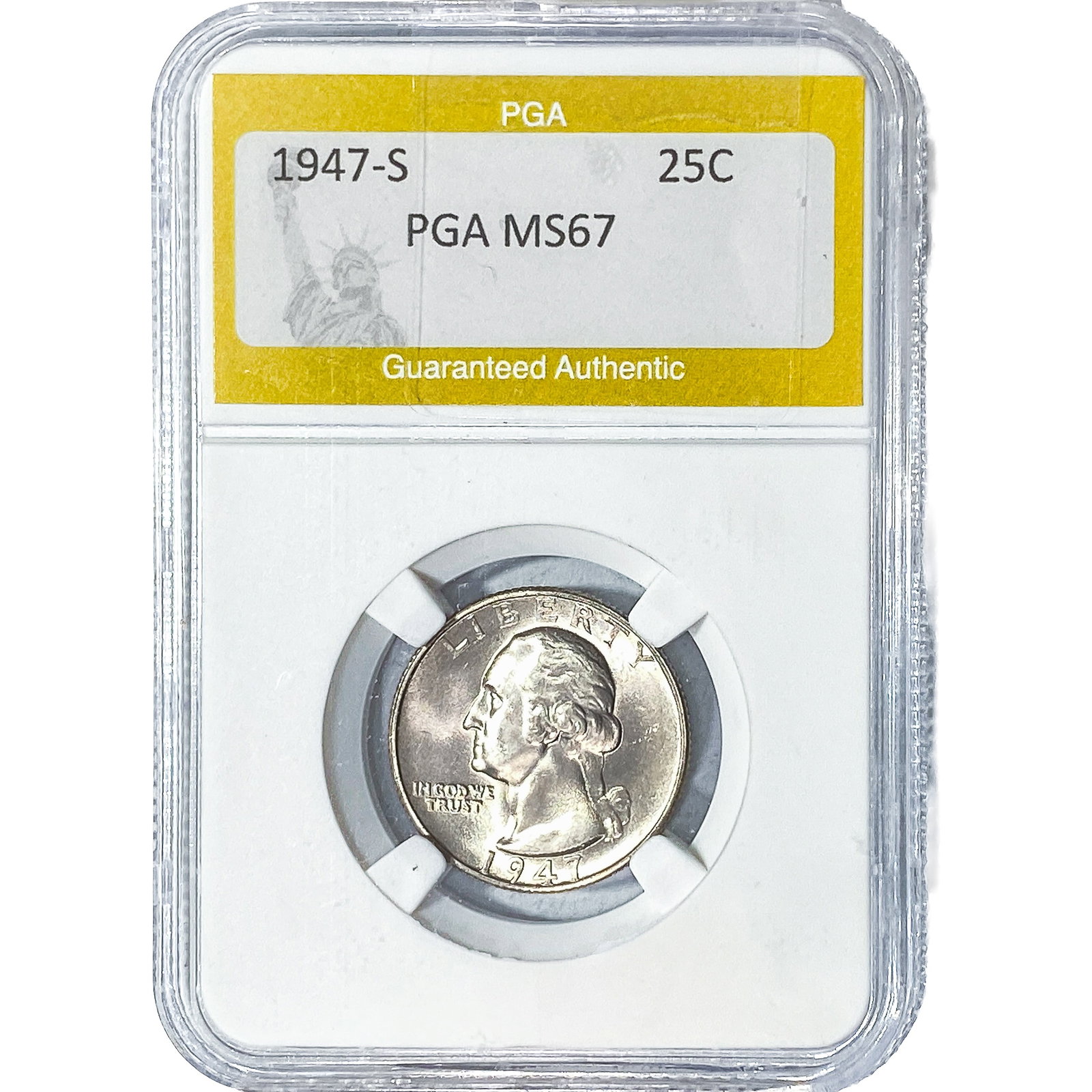 1947-S Washington Silver Quarter PGA MS67: 1947-S Washington Silver Quarter PGA MS67