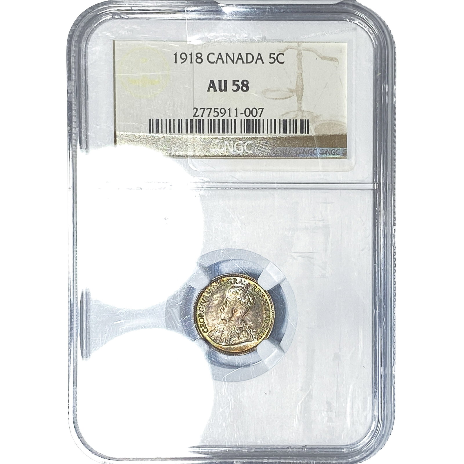 1918 5C Canada NGC AU58: 1918 5C Canada NGC AU58