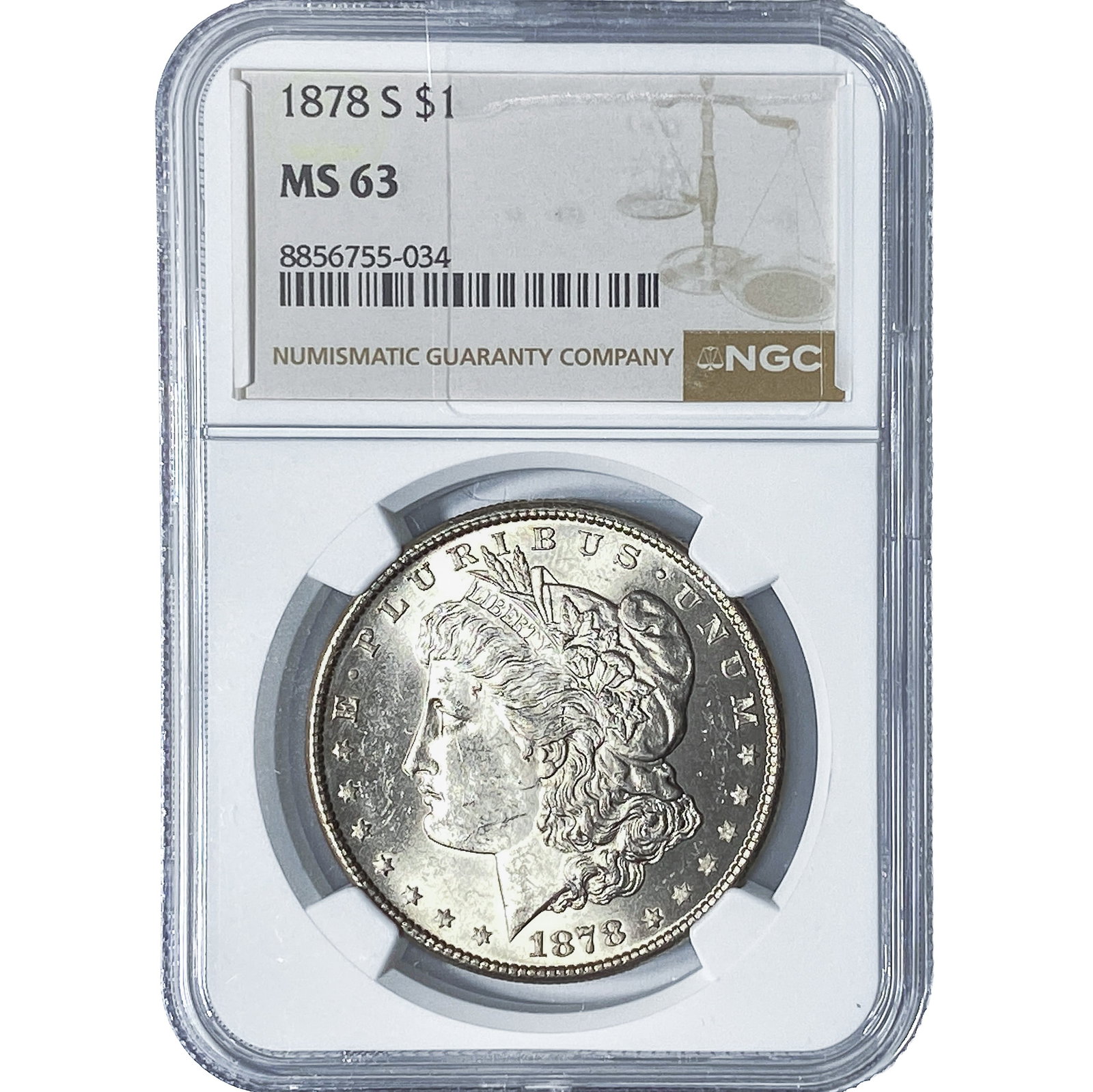 1878-S Morgan Silver Dollar NGC MS63: 1878-S Morgan Silver Dollar NGC MS63