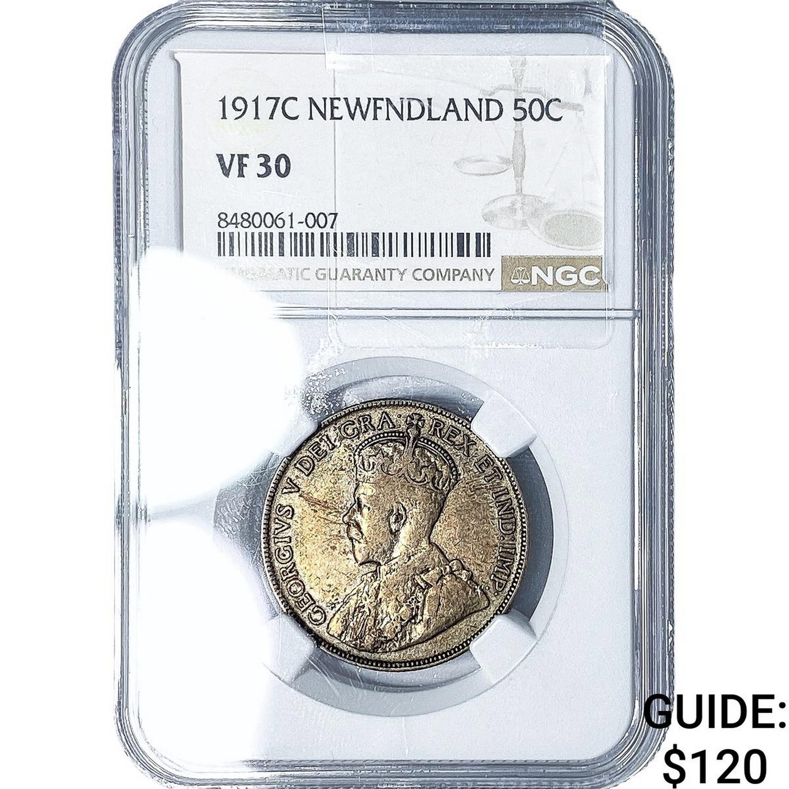 1917 Newfoundland Silver 50 Cents NGC VF30: 1917 Newfoundland Silver 50 Cents NGC VF30