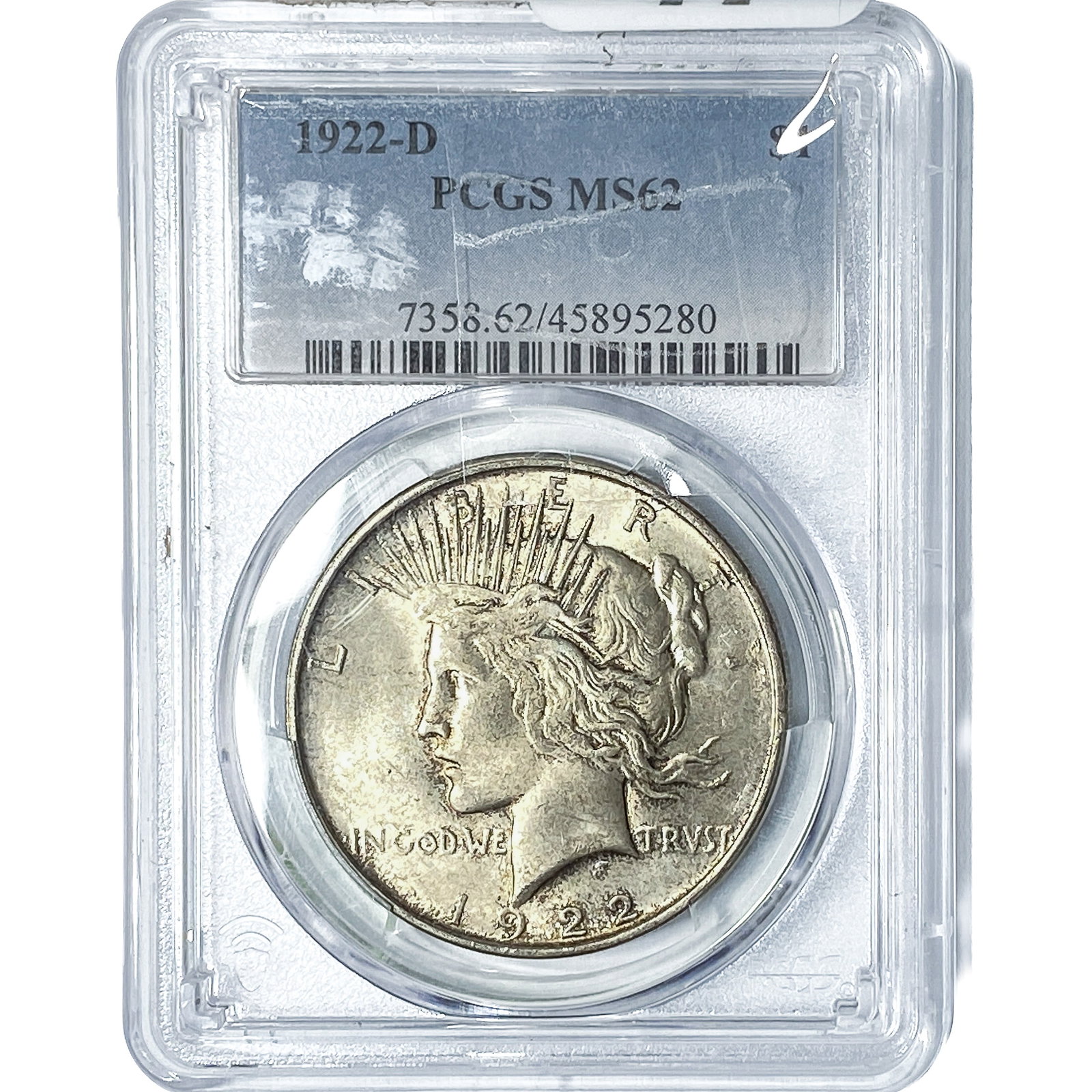 1922-D Silver Peace Dollar PCGS MS62: 1922-D Silver Peace Dollar PCGS MS62