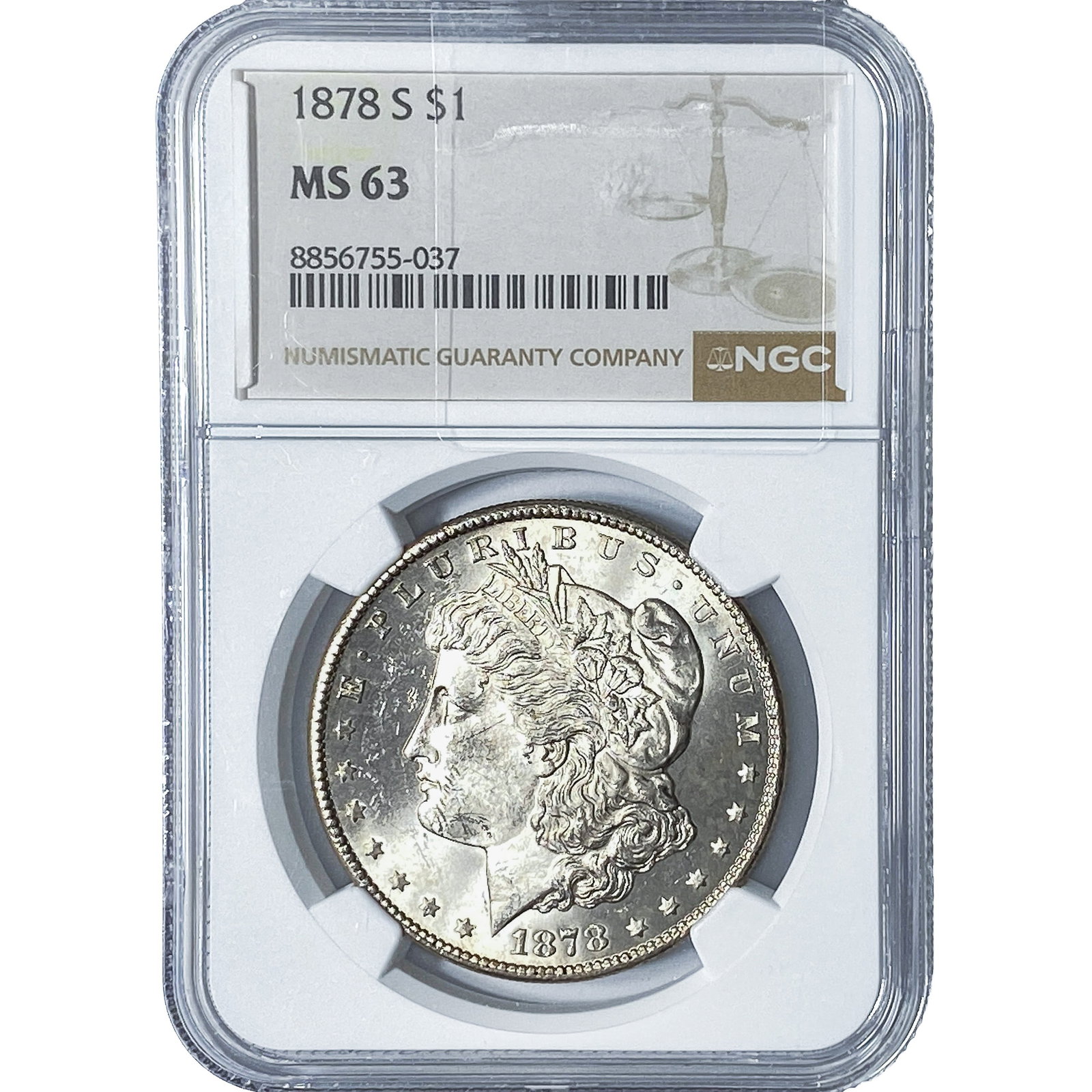 1878-S Morgan Silver Dollar NGC MS63: 1878-S Morgan Silver Dollar NGC MS63