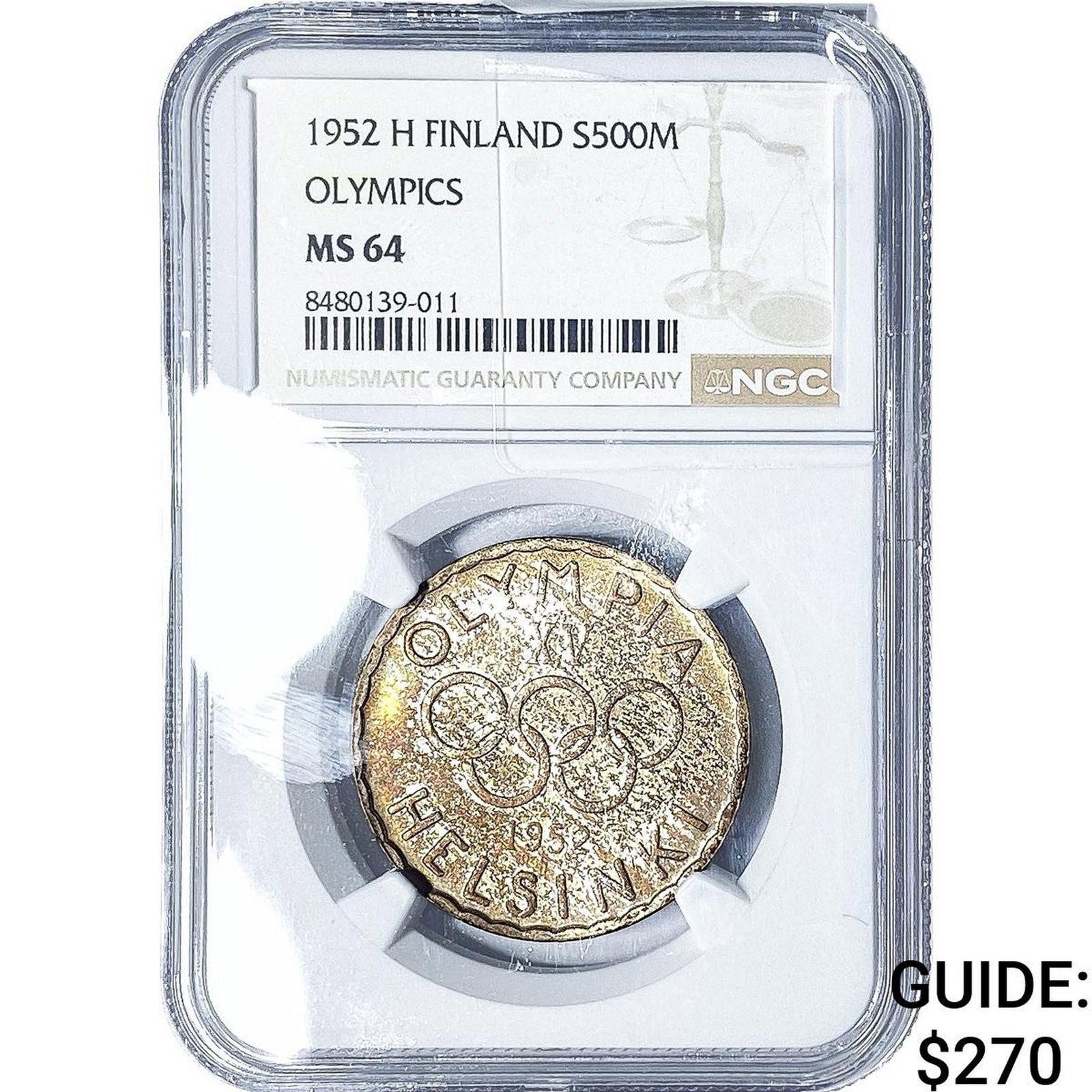1952 Finland Silver 500 Markkaa NGC MS64: 1952 Finland Silver 500 Markkaa NGC MS64