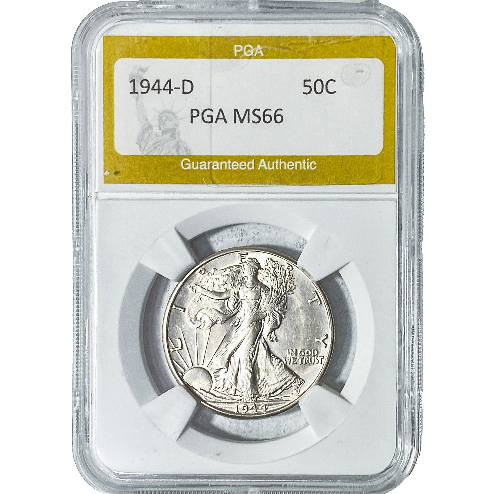 1944-D Walking Liberty Half Dollar PGA MS66: 1944-D Walking Liberty Half Dollar PGA MS66