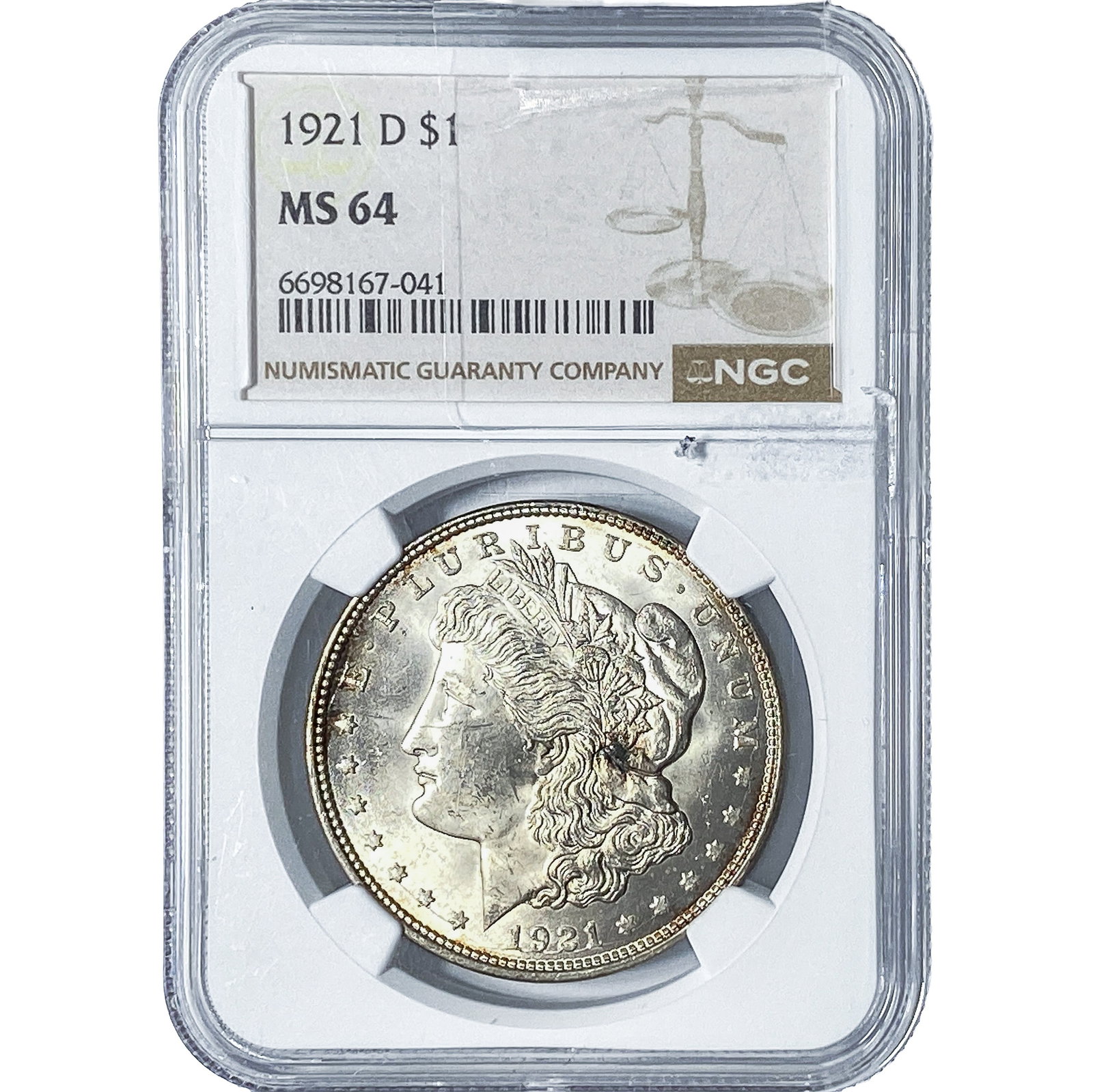 1921-D Silver Peace Dollar NGC MS64: 1921-D Silver Peace Dollar NGC MS64