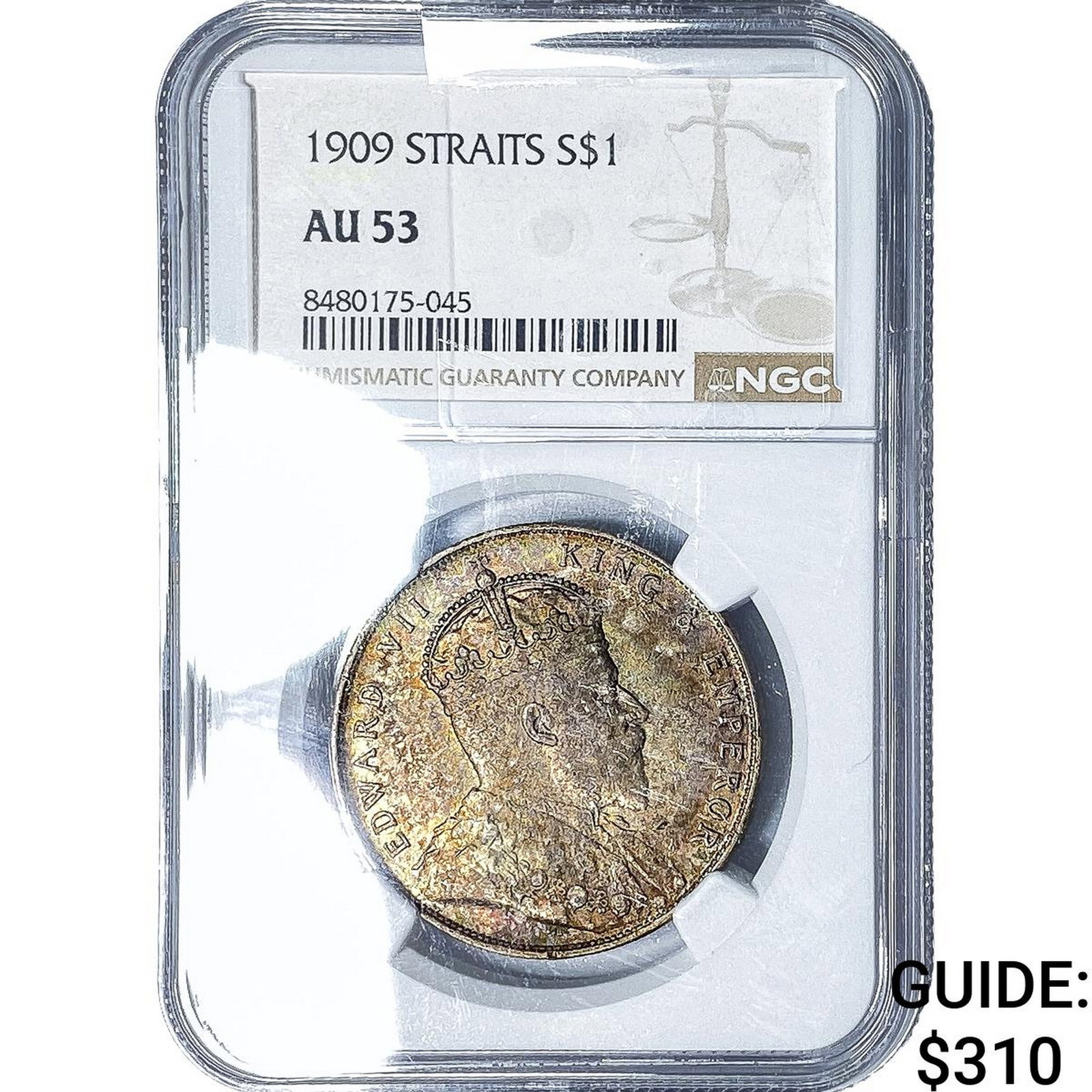 1909 Straits Settlements Silver 1 Dollar NGC AU53 (1 of 2)