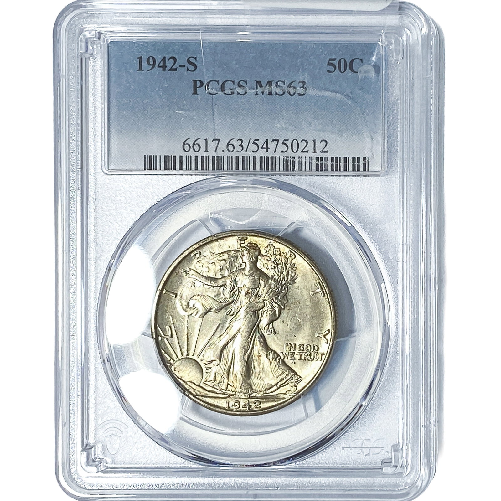 1942-S Walking Liberty Half Dollar PCGS MS63: 1942-S Walking Liberty Half Dollar PCGS MS63