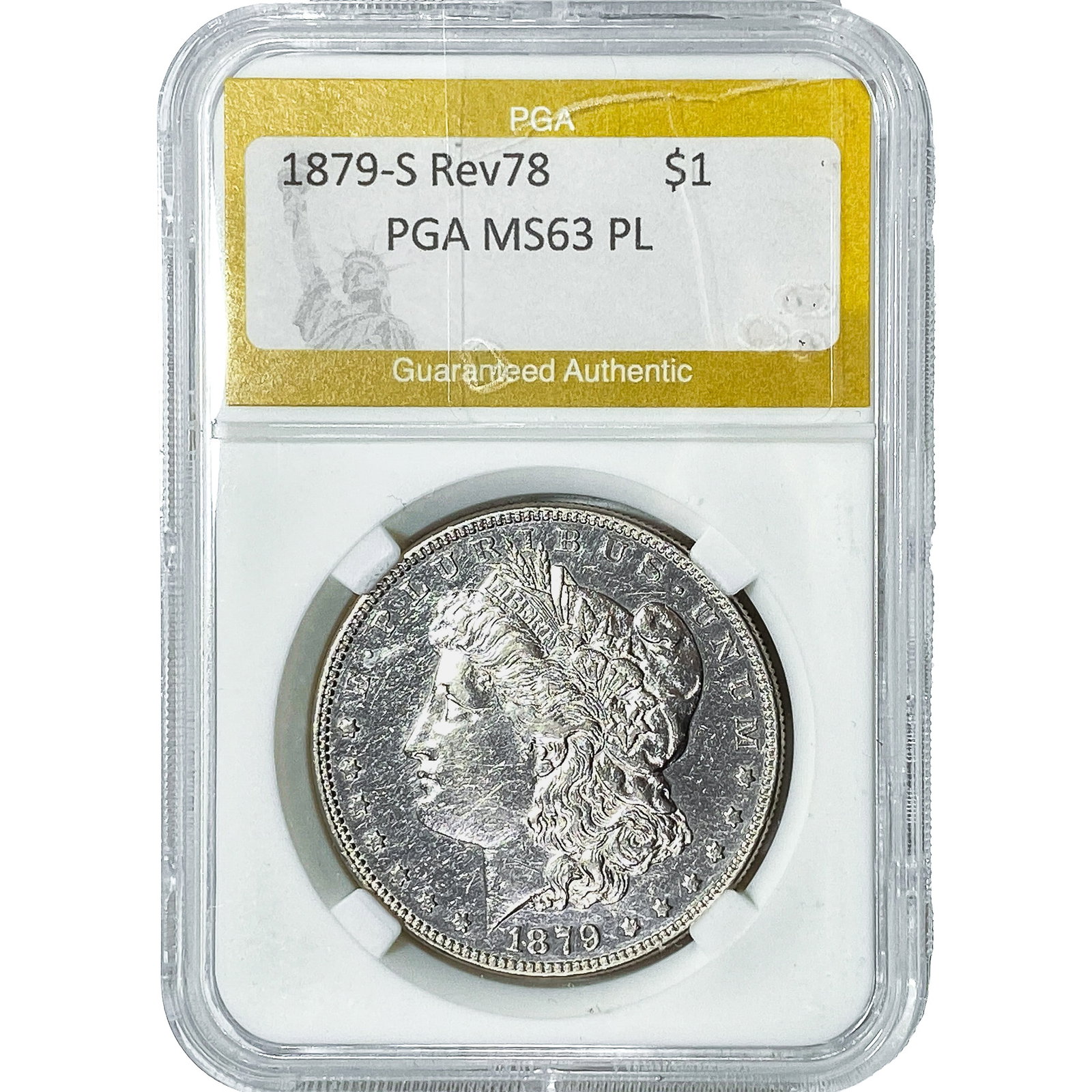 1879-S Rev 78 Morgan Silver Dollar PGA MS63 PL: 1879-S Rev 78 Morgan Silver Dollar PGA MS63 PL