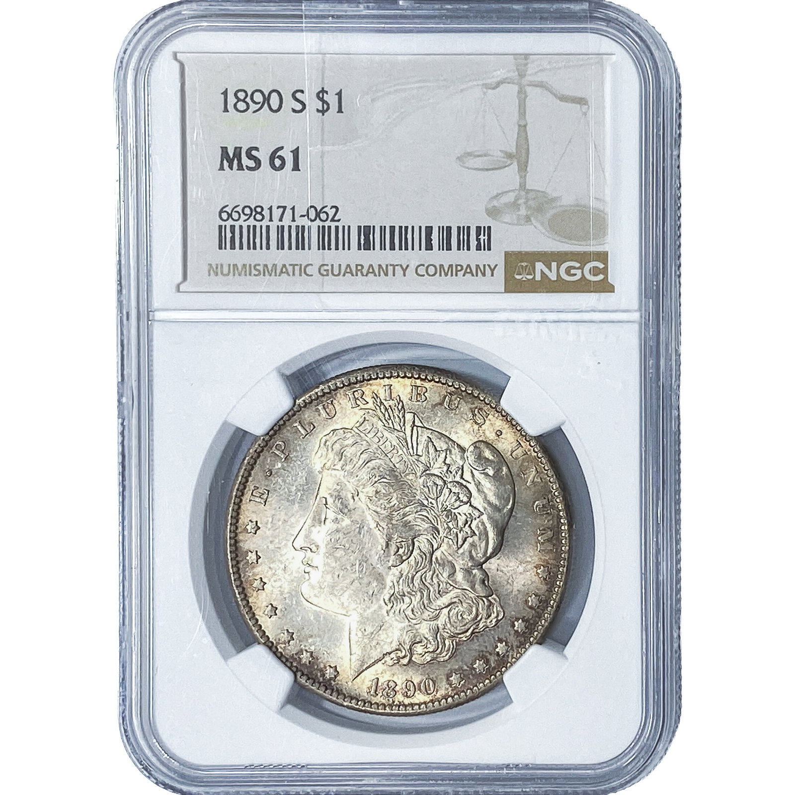 1890-S Morgan Silver Dollar NGC MS61: 1890-S Morgan Silver Dollar NGC MS61