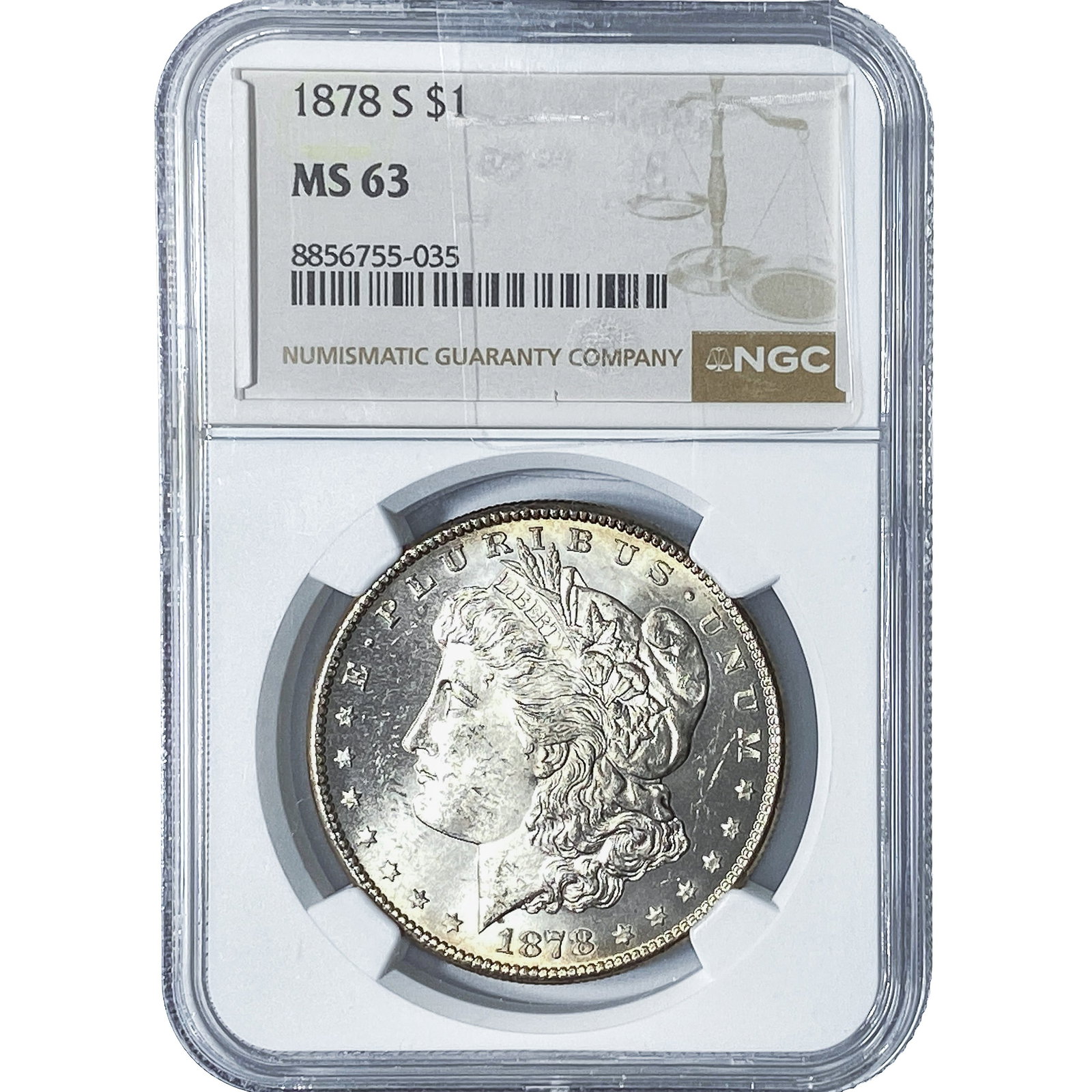 1878-S Morgan Silver Dollar NGC MS63: 1878-S Morgan Silver Dollar NGC MS63