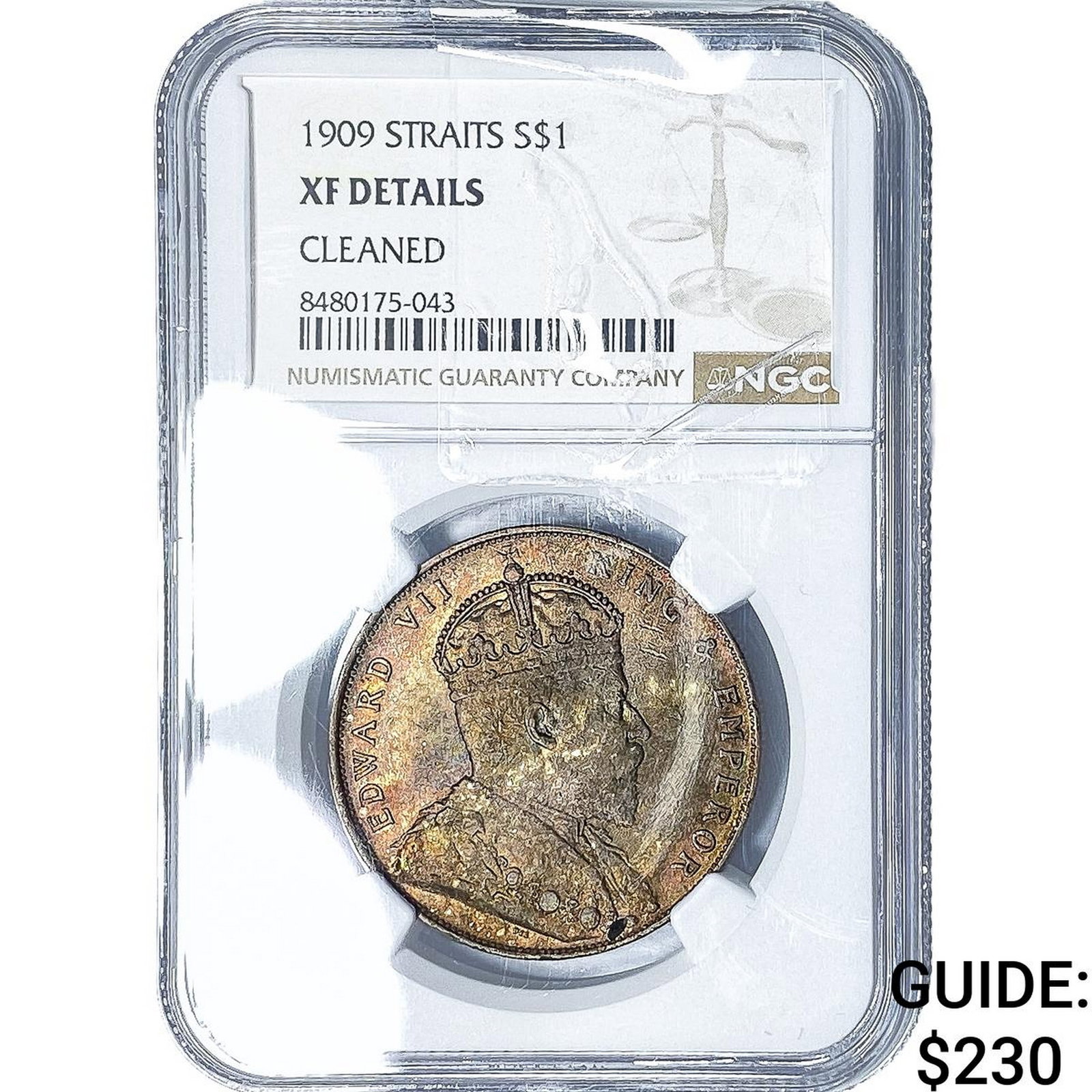 1909 Straits Settlements Silver 1 Dollar NGC XF Details (1 of 2)
