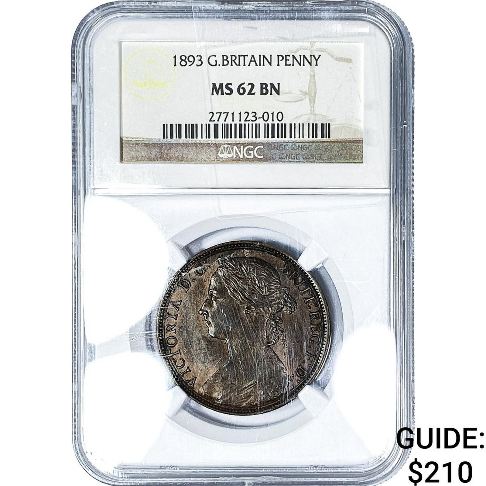 1893 Great Britain Copper 1 Penny NGC MS62 BN: 1893 Great Britain Copper 1 Penny NGC MS62 BN