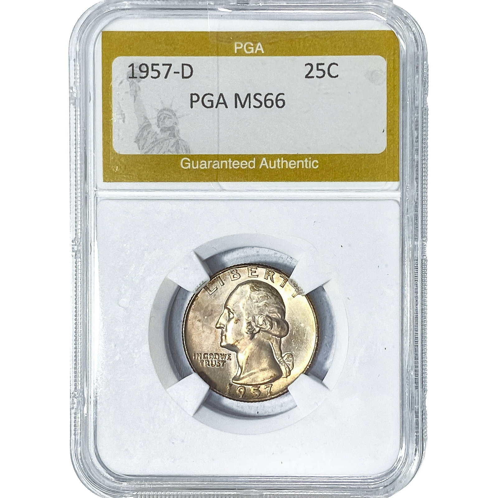 1957-D Washington Silver Quarter PGA MS66: 1957-D Washington Silver Quarter PGA MS66