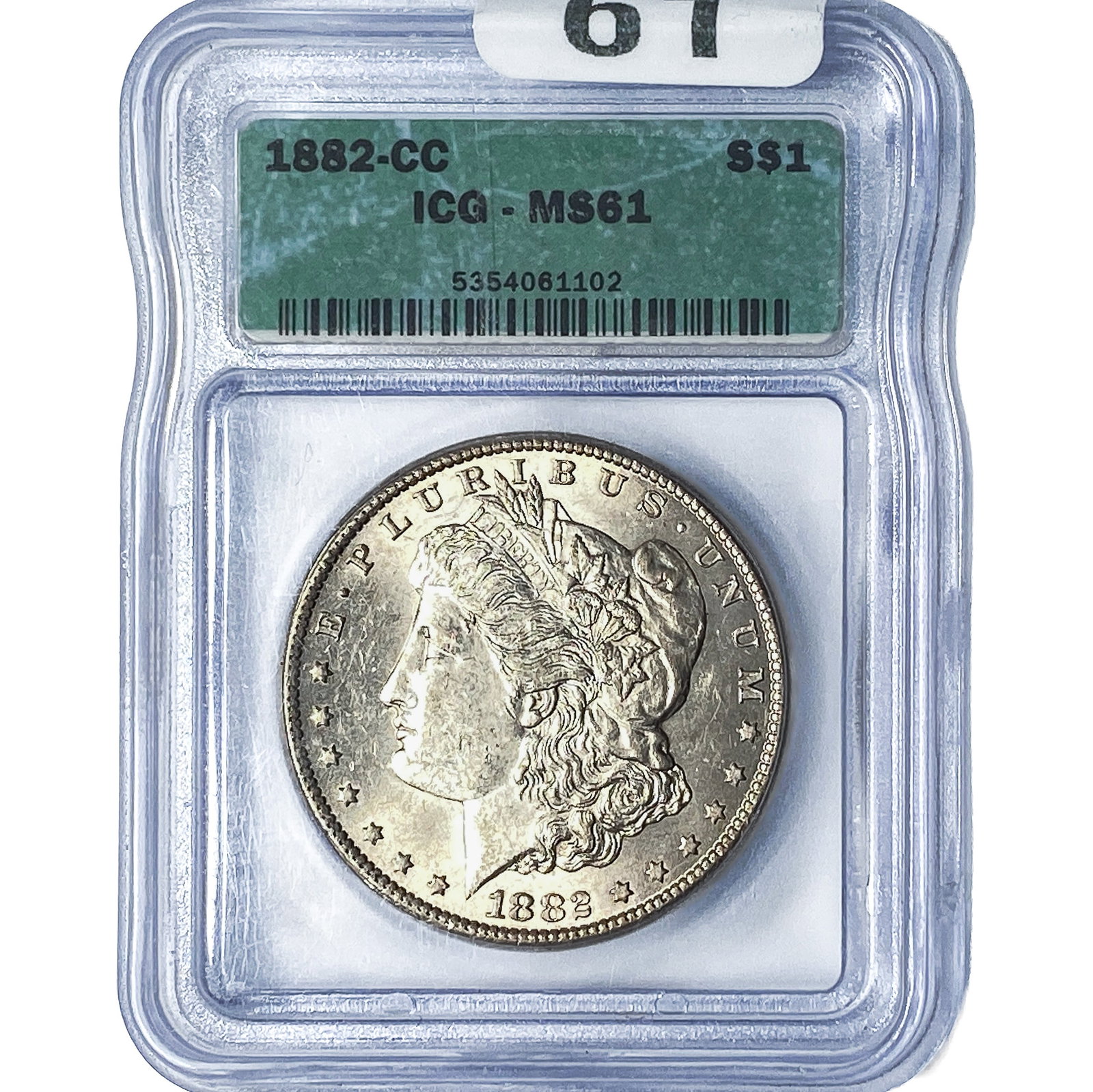 1822-CC Morgan Silver Dollar ICG MS61: 1822-CC Morgan Silver Dollar ICG MS61