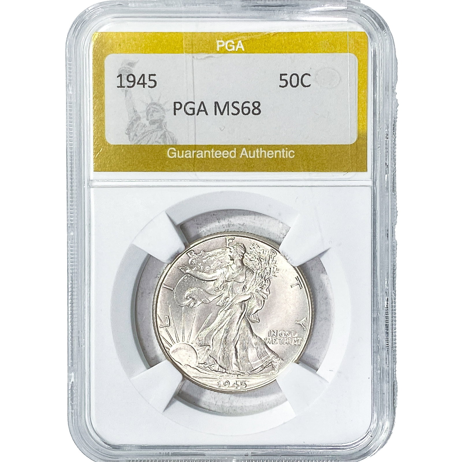 1945 Walking Liberty Half Dollar PGA MS68: 1945 Walking Liberty Half Dollar PGA MS68
