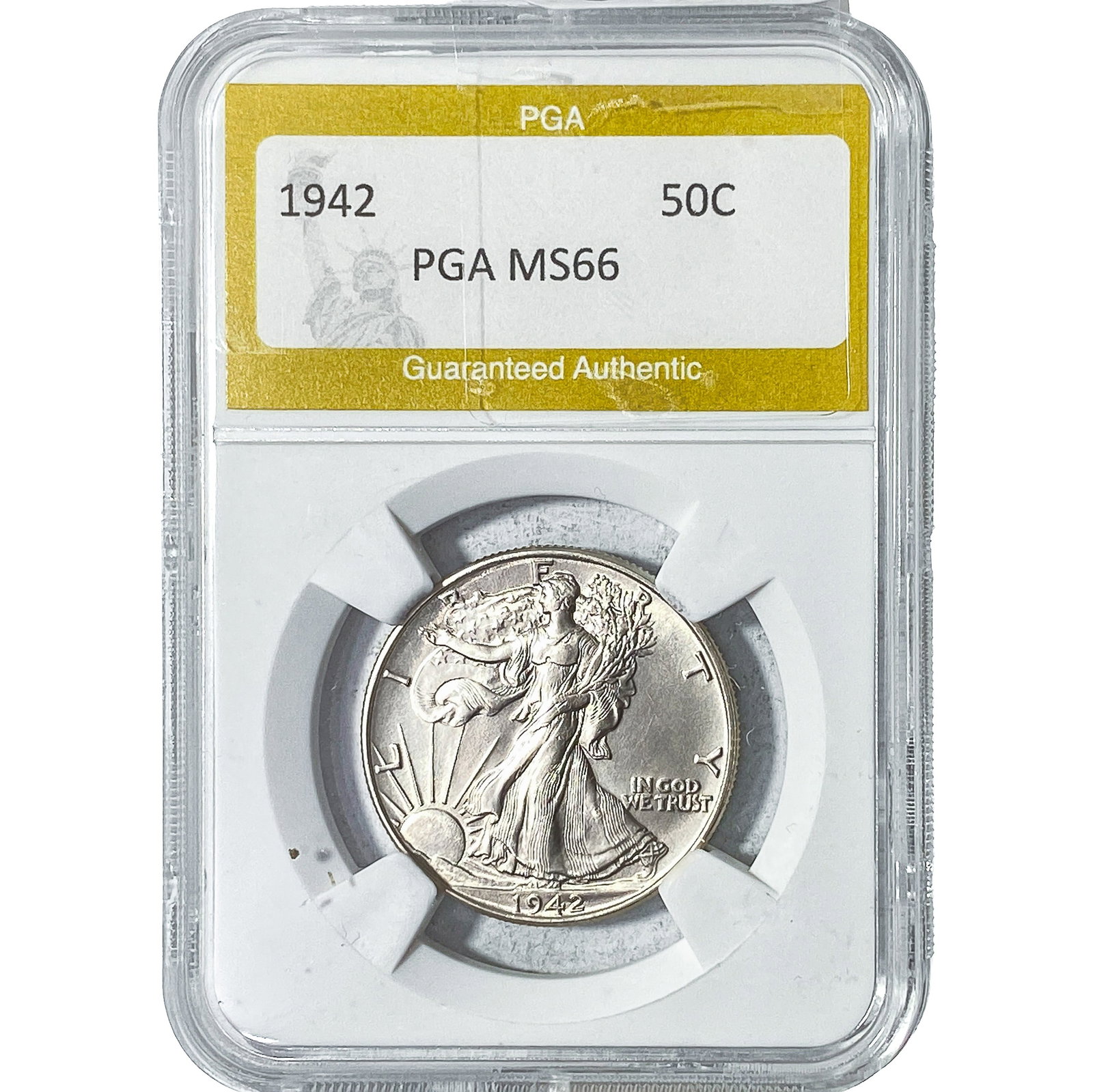 1942 Walking Liberty Half Dollar PGA MS66: 1942 Walking Liberty Half Dollar PGA MS66