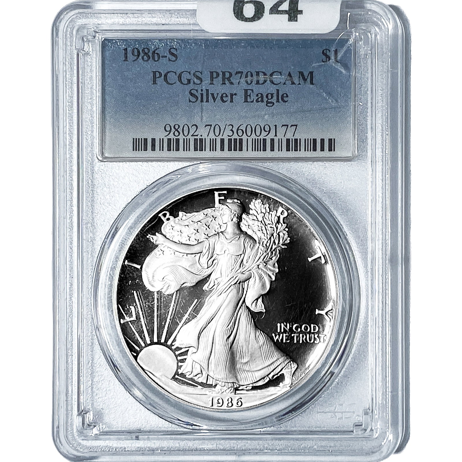 1986-S Silver Eagle PCGS PR70 DCAM (1 of 2)