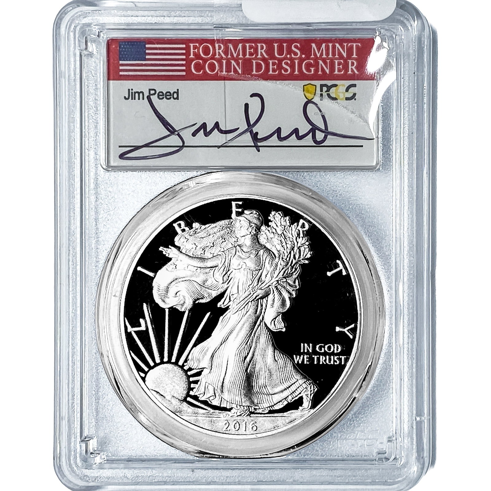 2016-W Silver Eagle PCGS PR70 DCAM Lettered Edge: 2016-W Silver Eagle PCGS PR70 DCAM Lettered Edge
