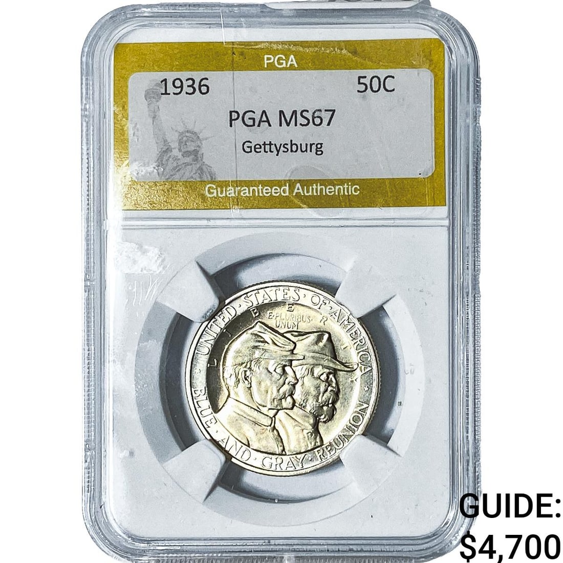 1936 Gettysburg Half Dollar PGA MS67: 1936 Gettysburg Half Dollar PGA MS67