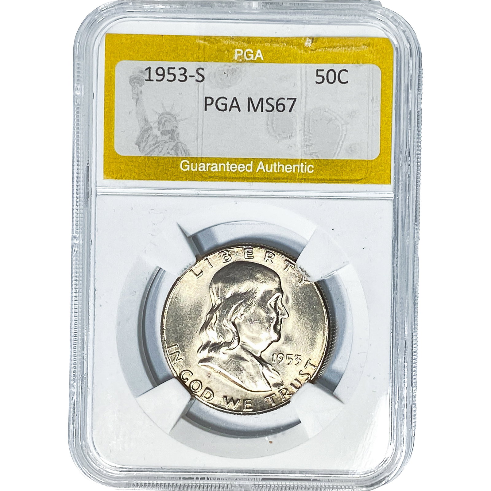 1953-S Franklin Half Dollar PGA MS67: 1953-S Franklin Half Dollar PGA MS67