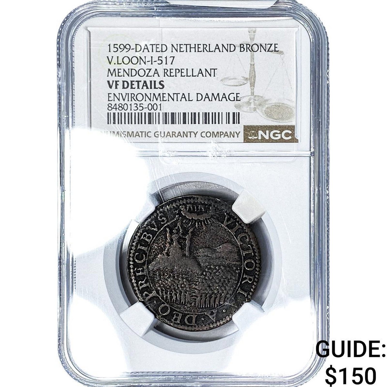 1599 Netherlands Bronze Mendoza Medal NGC VF Details (1 of 2)