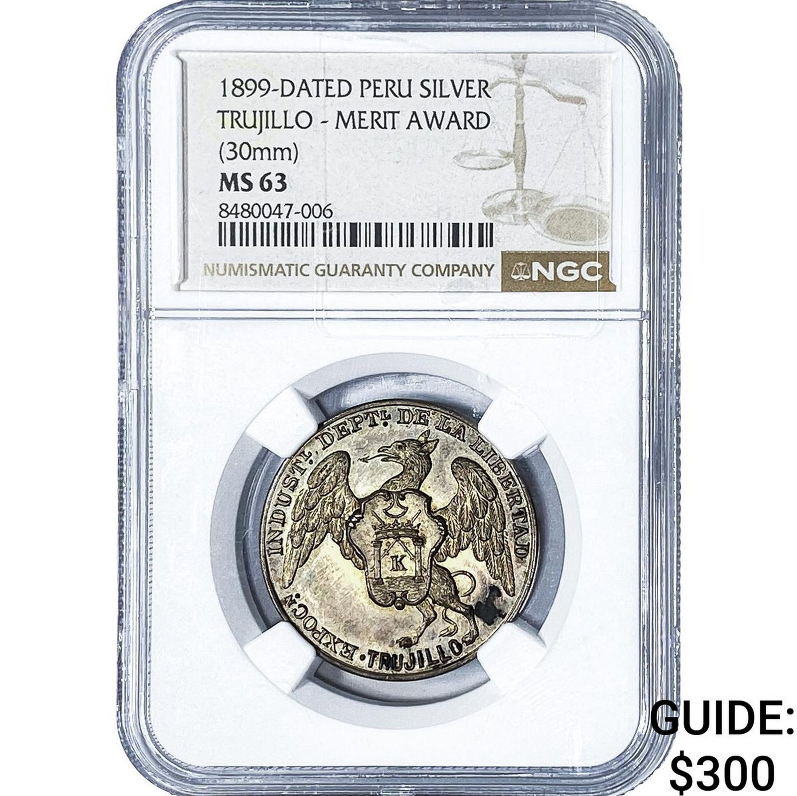 1899 Peru Silver Merit Award Medal NGC MS63 (1 of 2)