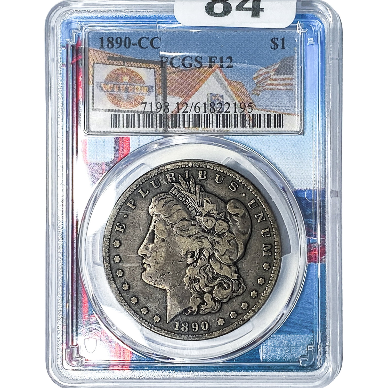 1890-CC Morgan Silver Dollar PCGS F12: 1890-CC Morgan Silver Dollar PCGS F12
