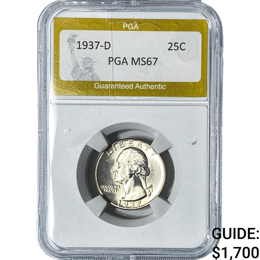 1937-D Washington Silver Quarter PGA MS67: 1937-D Washington Silver Quarter PGA MS67