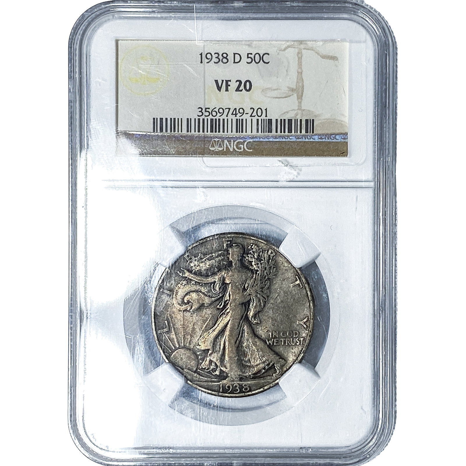 1938-D Walking Liberty Half Dollar NGC VF20 (1 of 2)