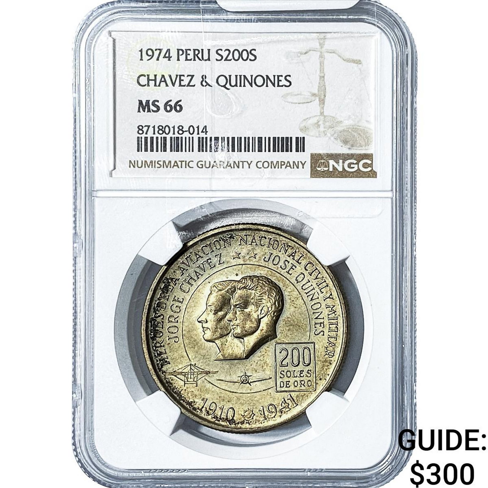 1974 Peru Silver 200 Soles Chavez & Quinones NGC MS66 (1 of 2)