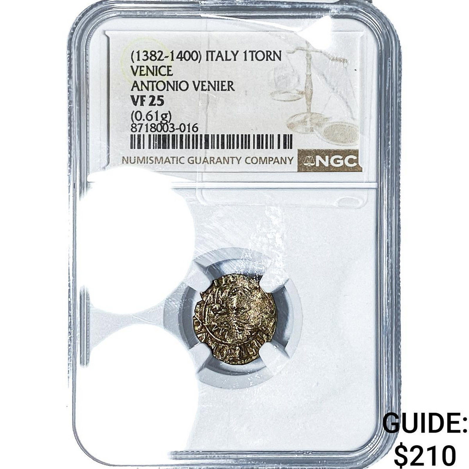 (1382-1400) Medieval Italy, Venice Antonio Venier Silver 1 Tornesello NGC VF25: (1382-1400) Medieval Italy, Venice Antonio Venier Silver 1 Tornesello NGC VF25