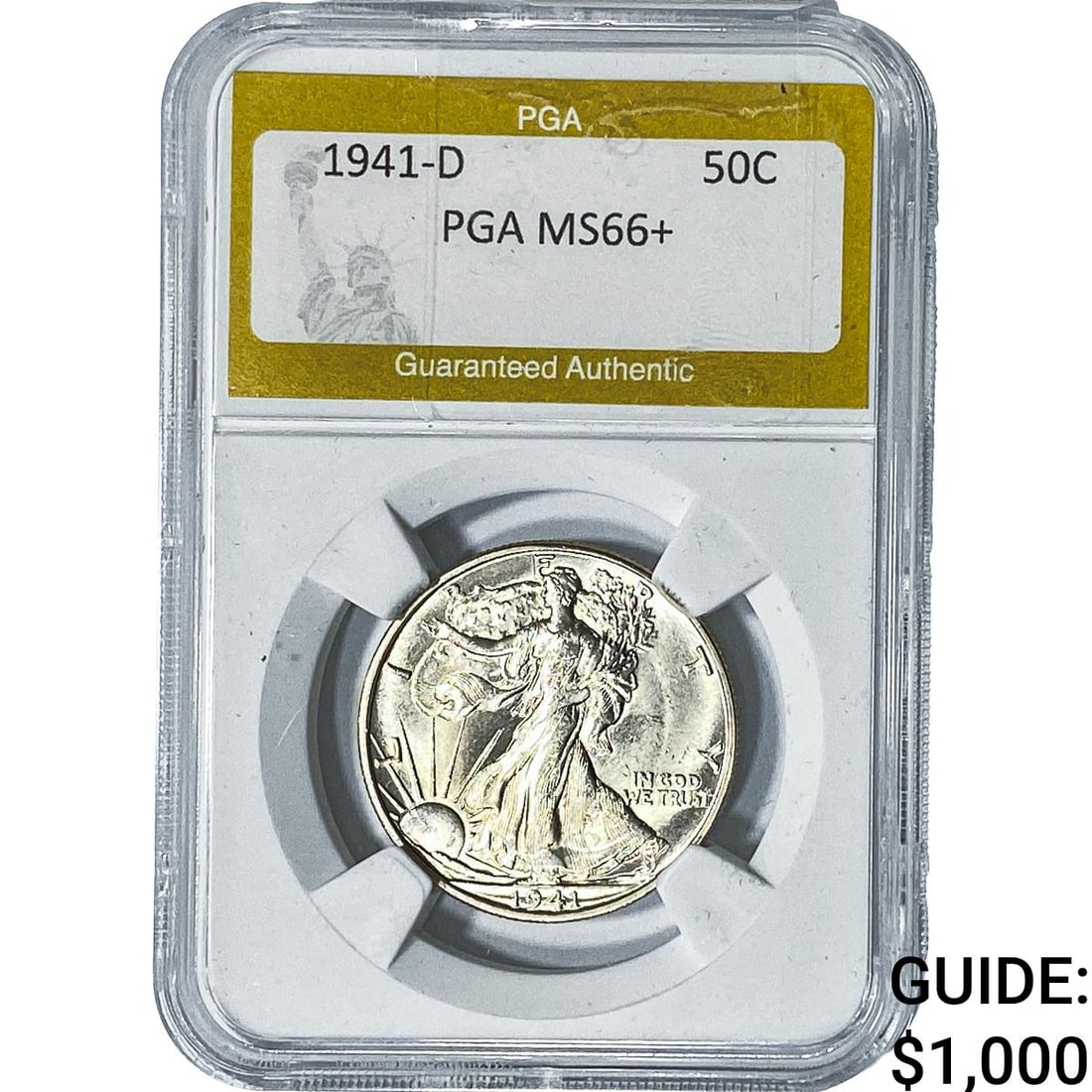 1941-D Walking Liberty Half Dollar PGA MS66+: 1941-D Walking Liberty Half Dollar PGA MS66+