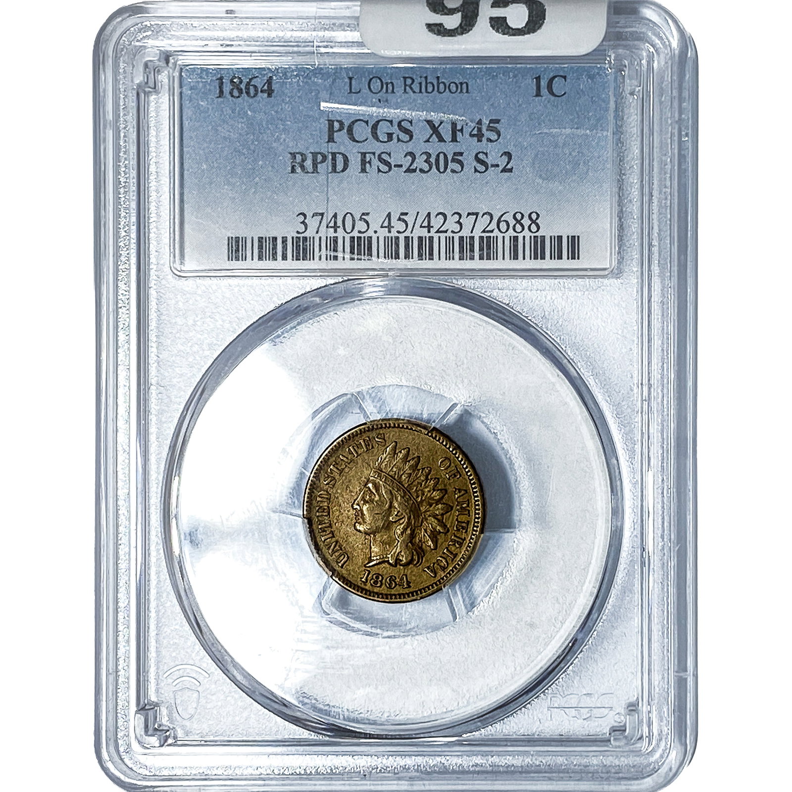 1864 L Wheat Cent PCGS XF45 RPD FS-2305 S-2: 1864 L Wheat Cent PCGS XF45 RPD FS-2305 S-2