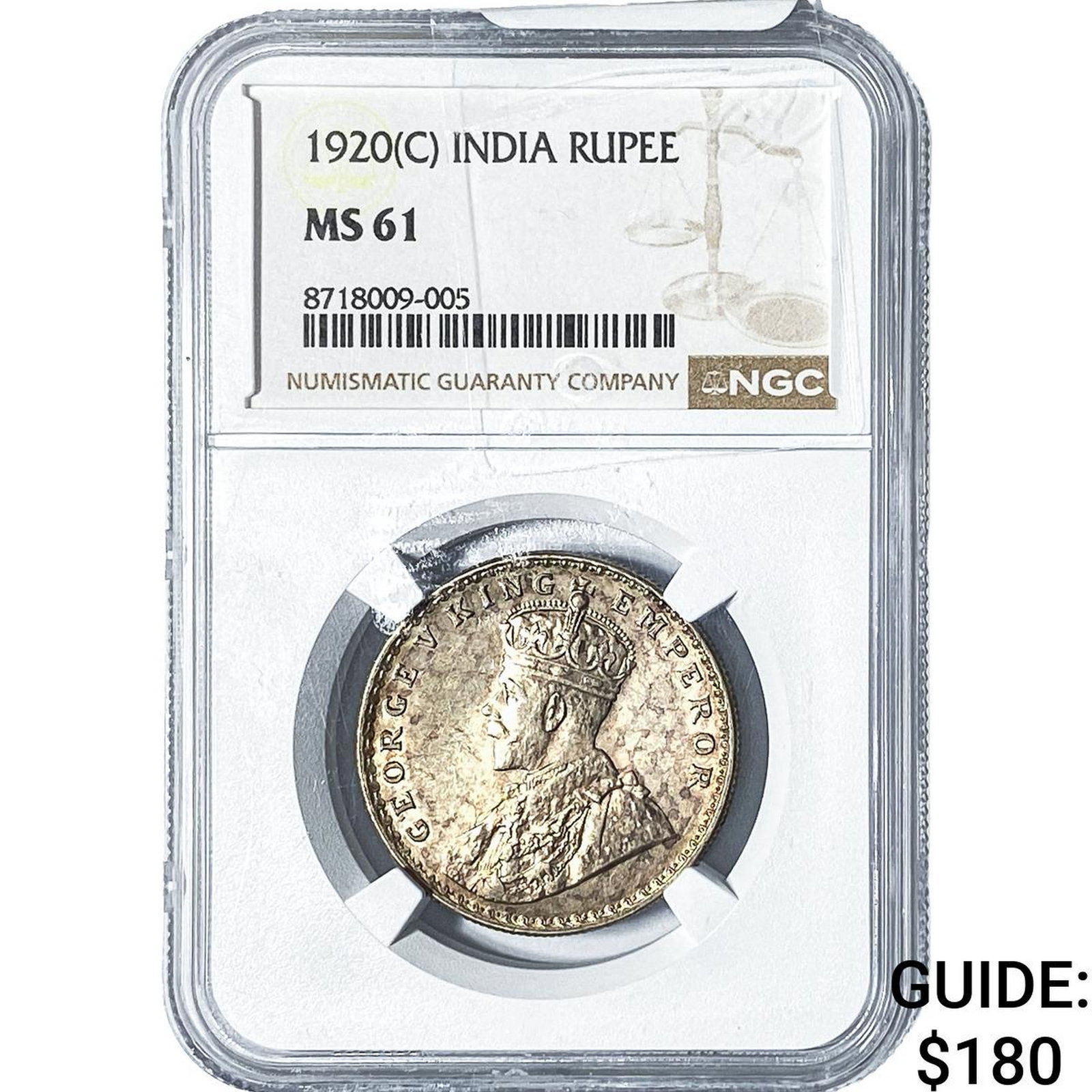 1920(C) British India SIlver 1 Rupee NGC MS61 (1 of 2)