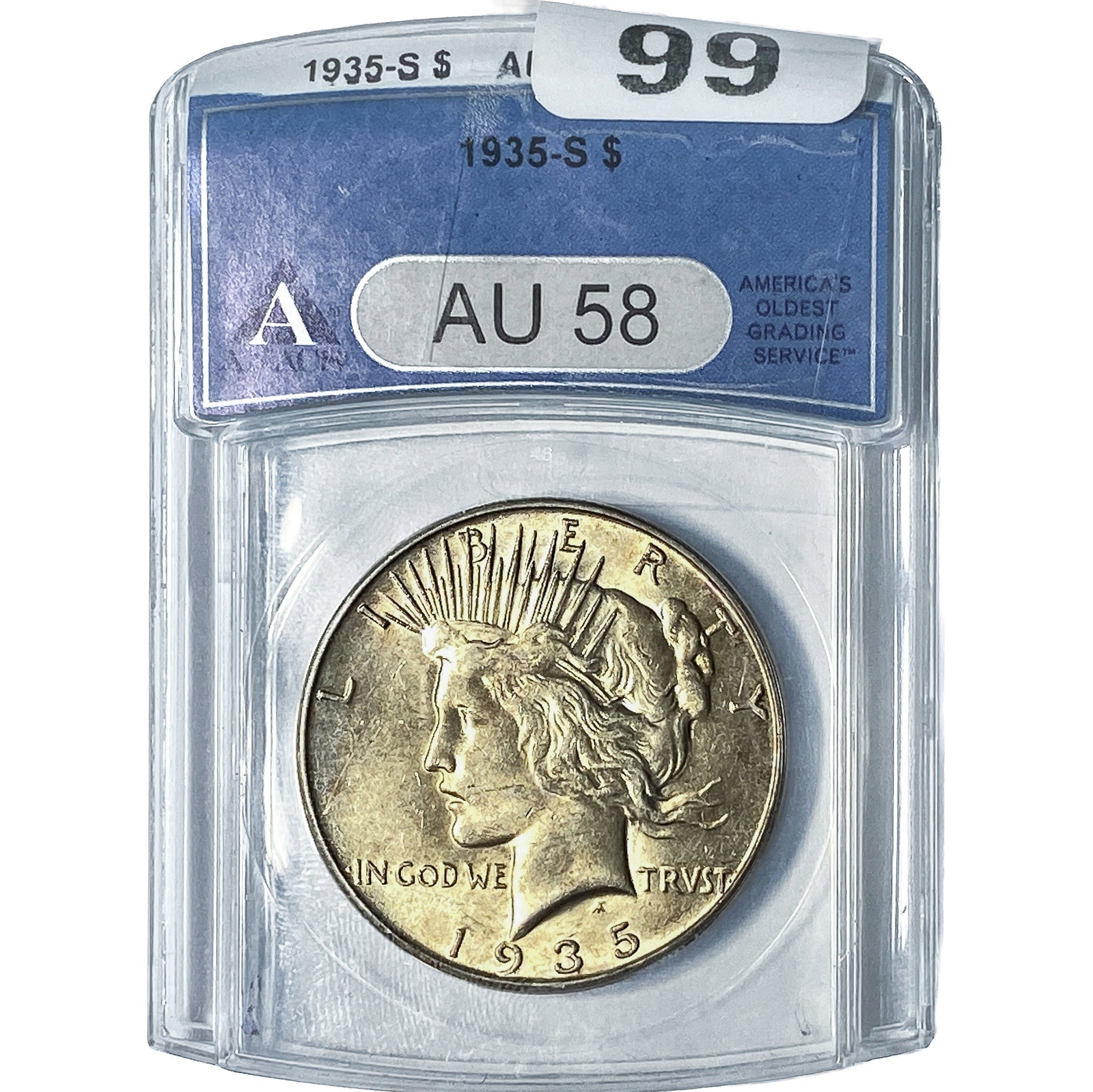 1935-S Silver Peace Dollar ANACS AU58: 1935-S Silver Peace Dollar ANACS AU58