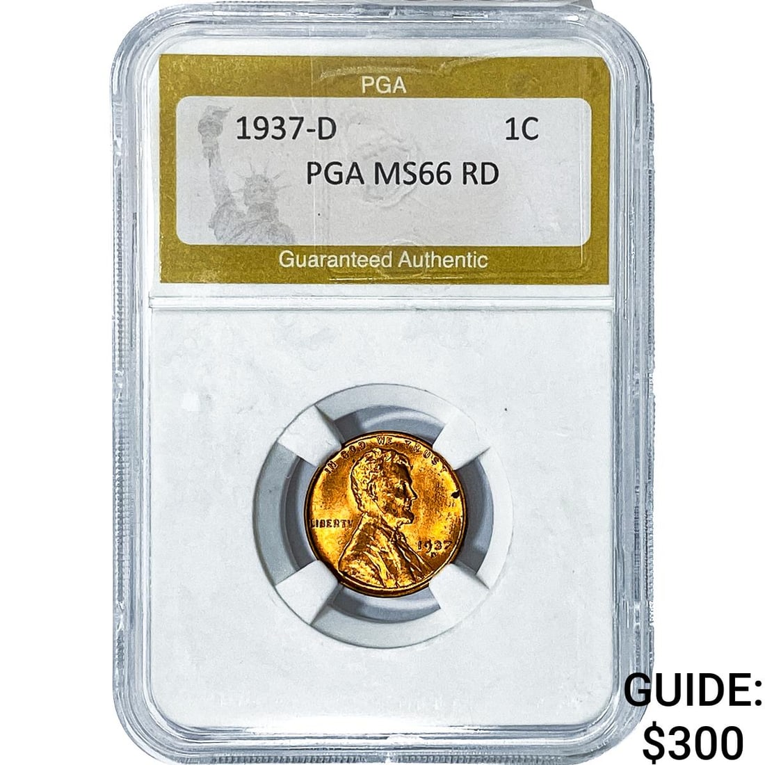 1937-D Wheat Cent PGA MS66 RD: 1937-D Wheat Cent PGA MS66 RD