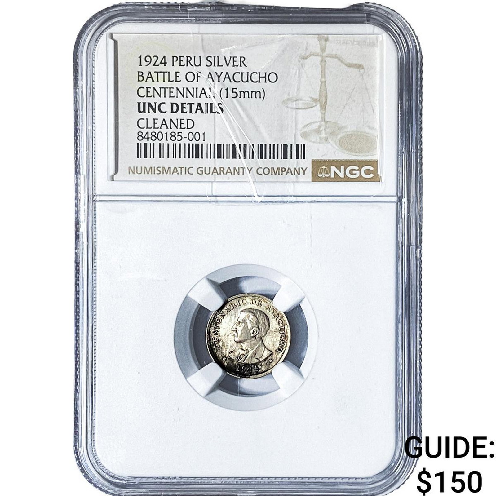 1924 Peru Silver Battle of Ayacucho Silver Medal NGC UNC Details: 1924 Peru Silver Battle of Ayacucho Silver Medal NGC UNC Details