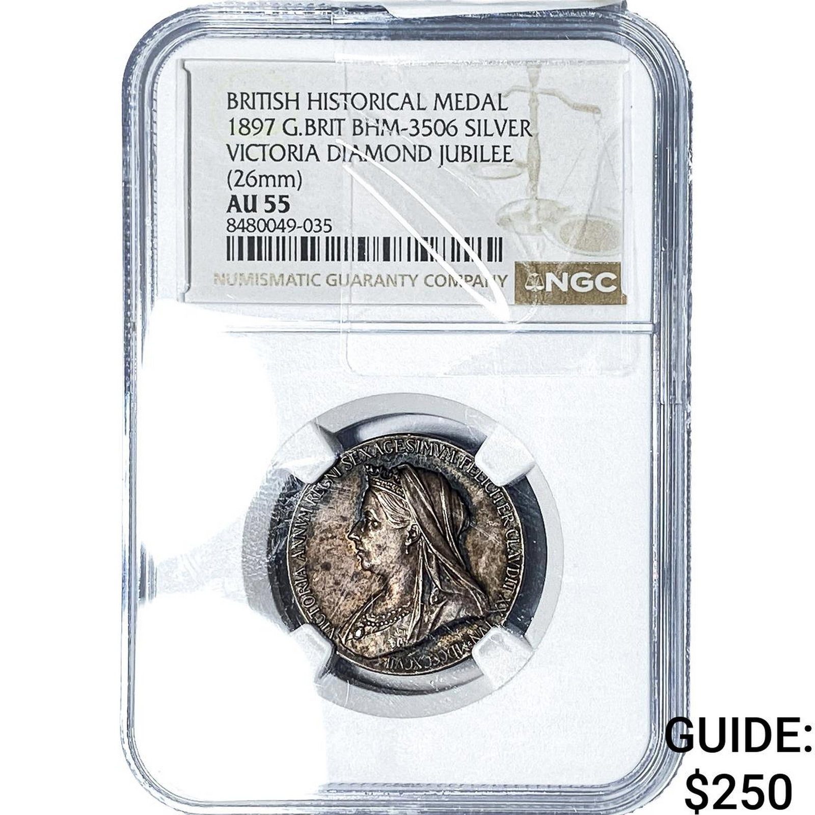 1897 Great Britain Queen Victoria Silver Diamond Jubilee Medal NGC AU55 (1 of 2)